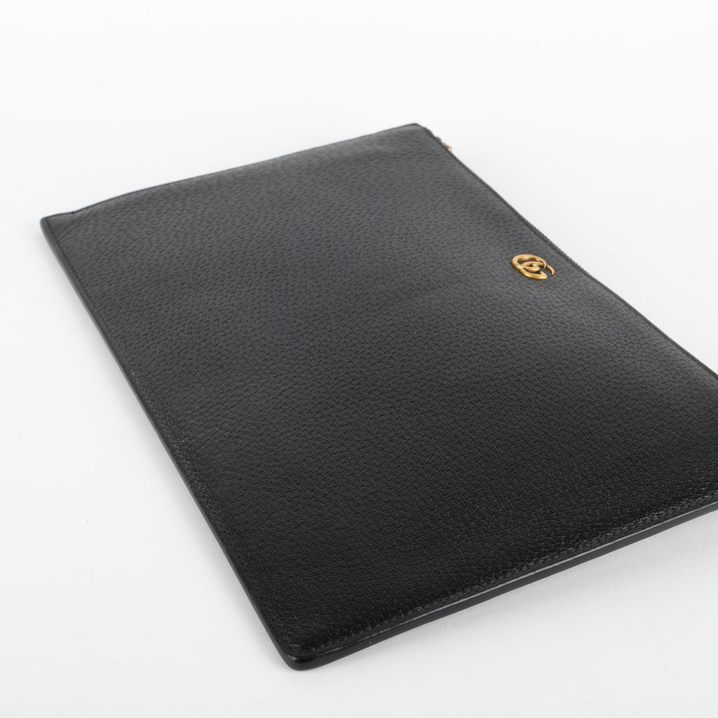 Marmont Zip Wristlet, Black Calfskin