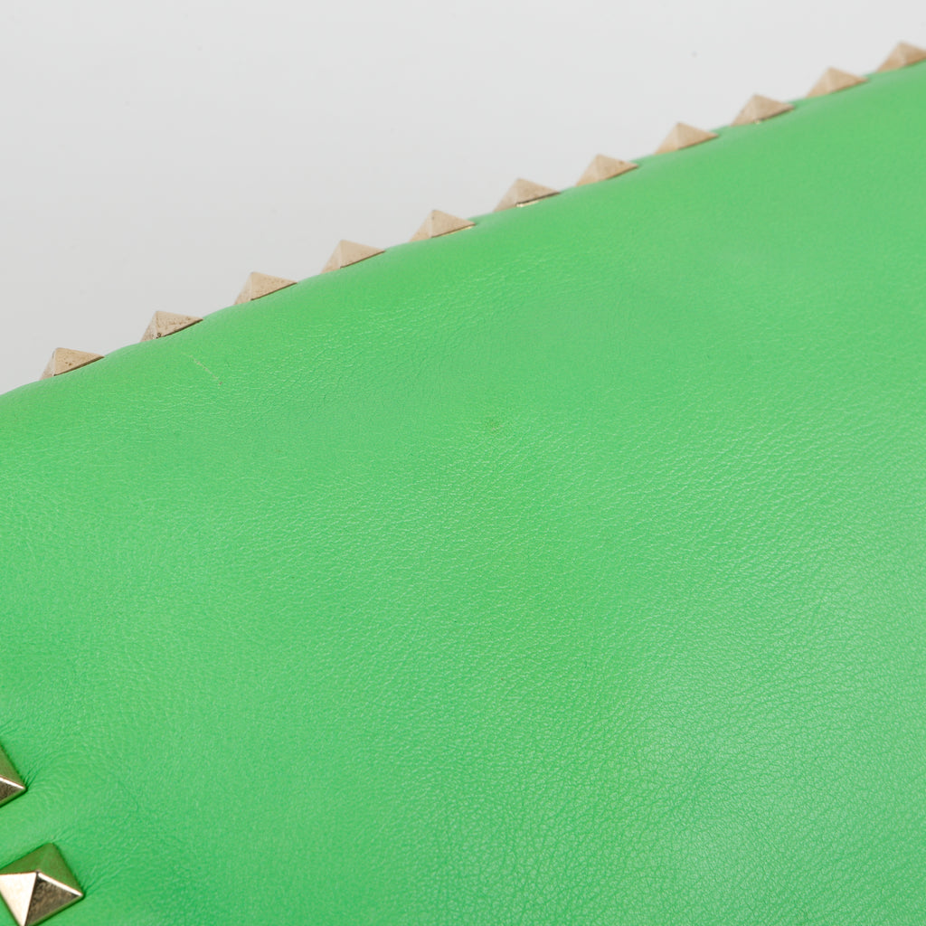 Small Rock Stud Top Handle Tote, Neon Green