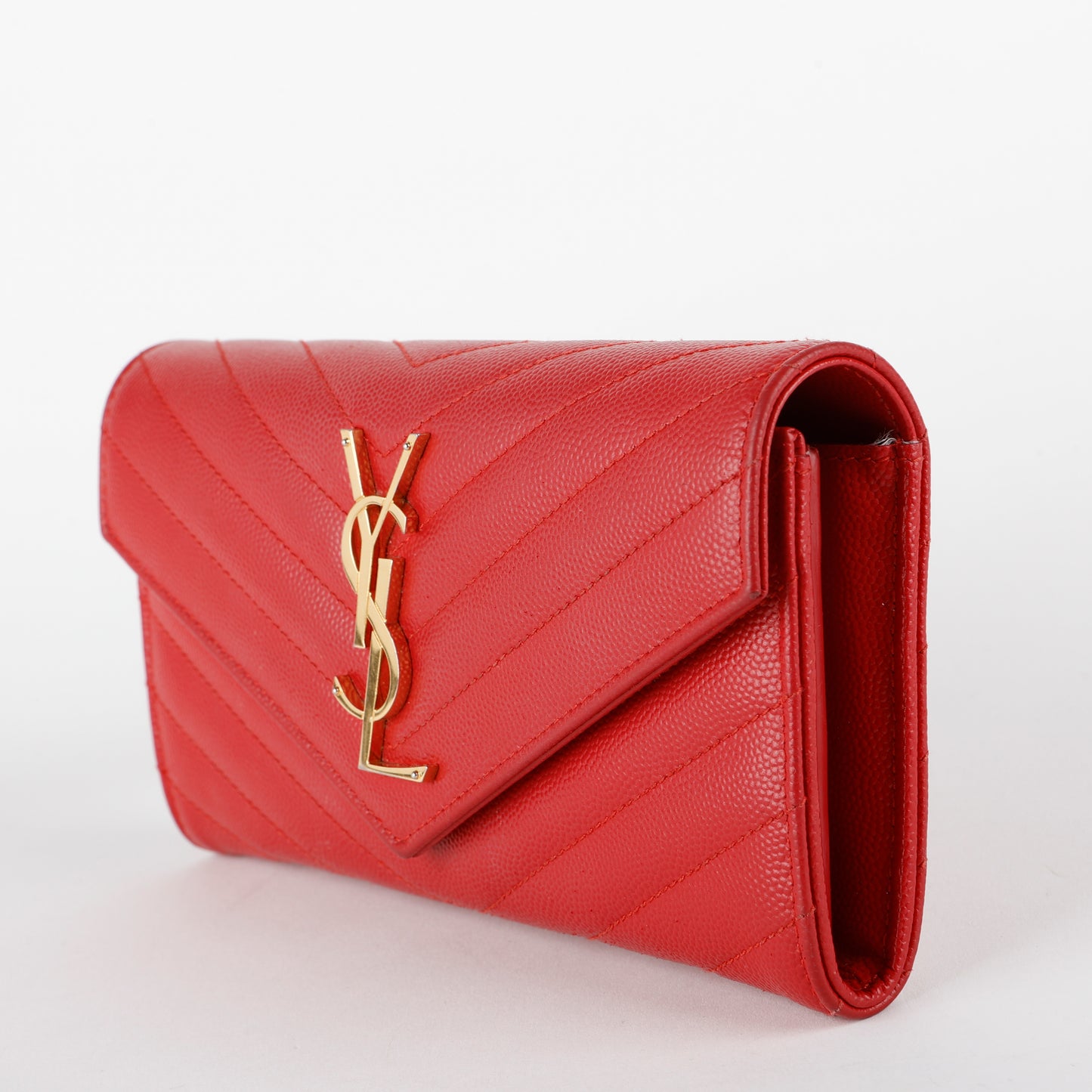 Monogram Flap Wallet, Red Grain de Poudre GHW