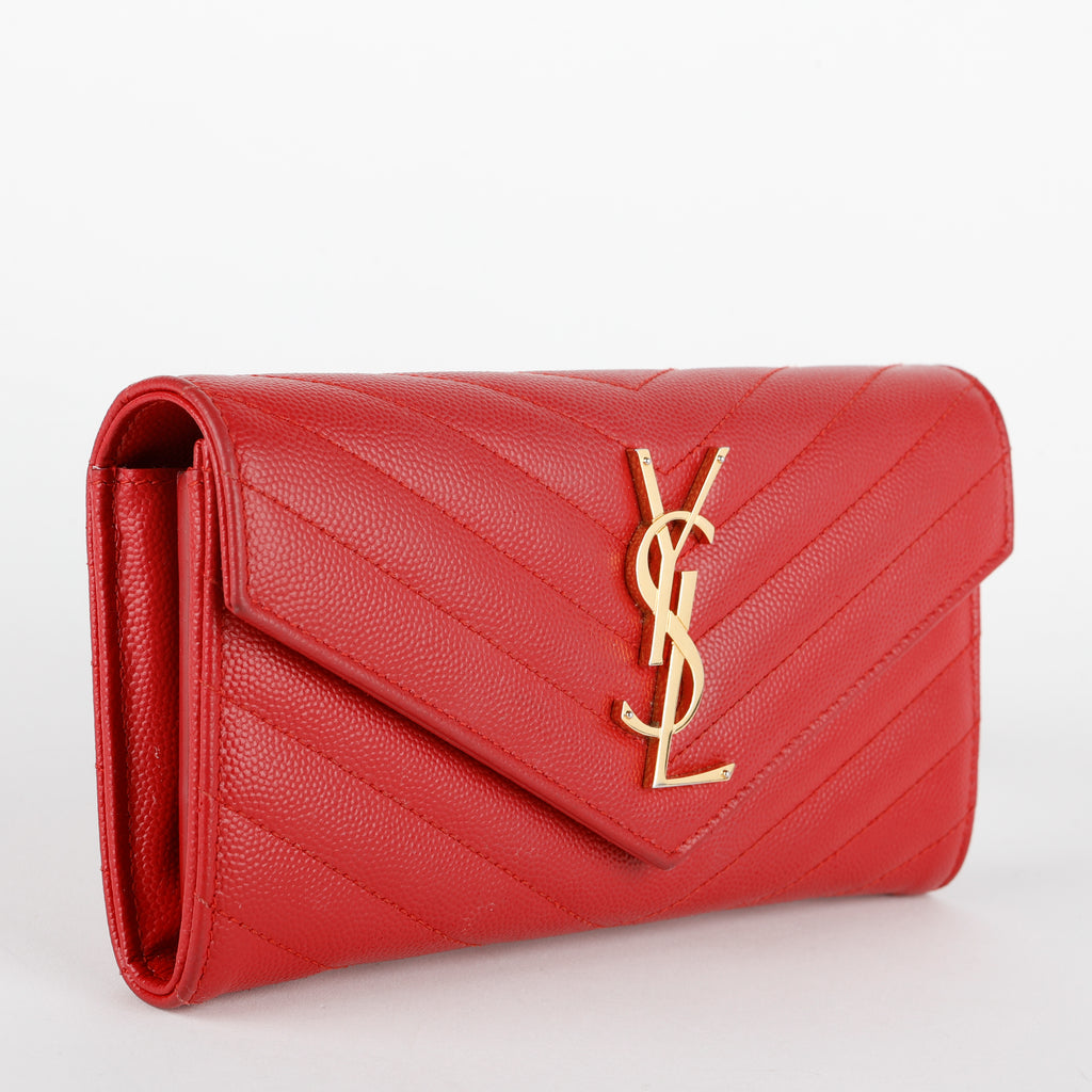 Monogram Flap Wallet, Red Grain de Poudre GHW