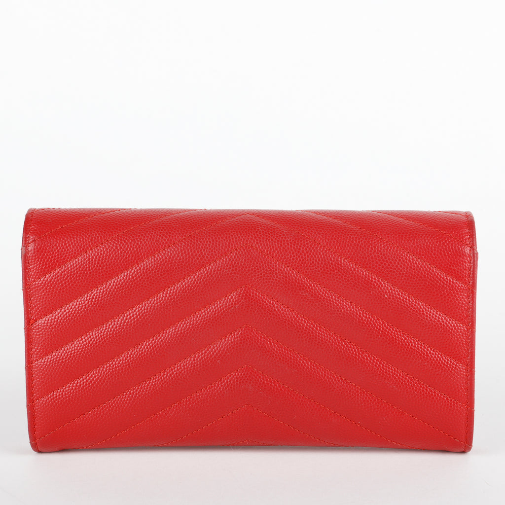 Monogram Flap Wallet, Red Grain de Poudre GHW