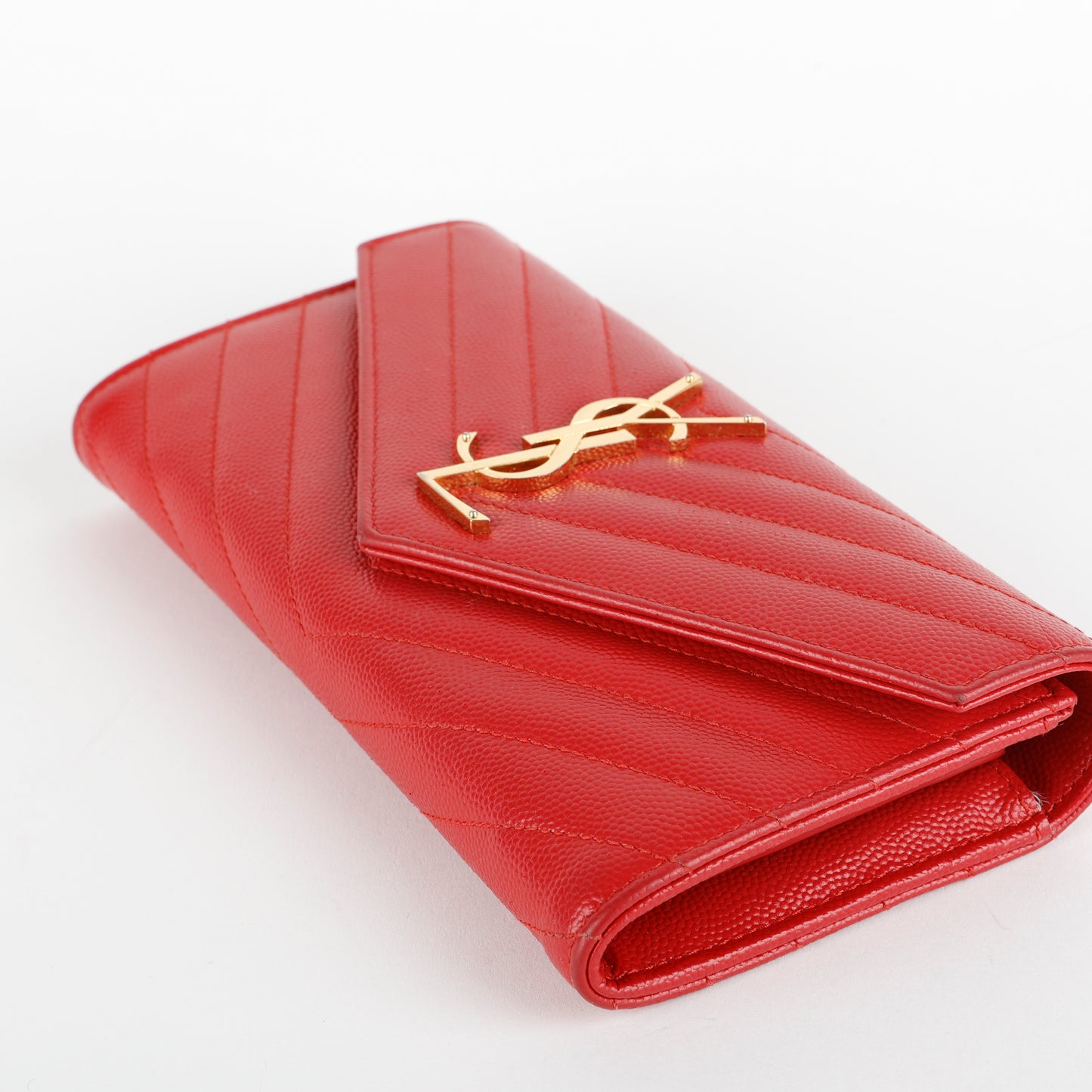 Monogram Flap Wallet, Red Grain de Poudre GHW
