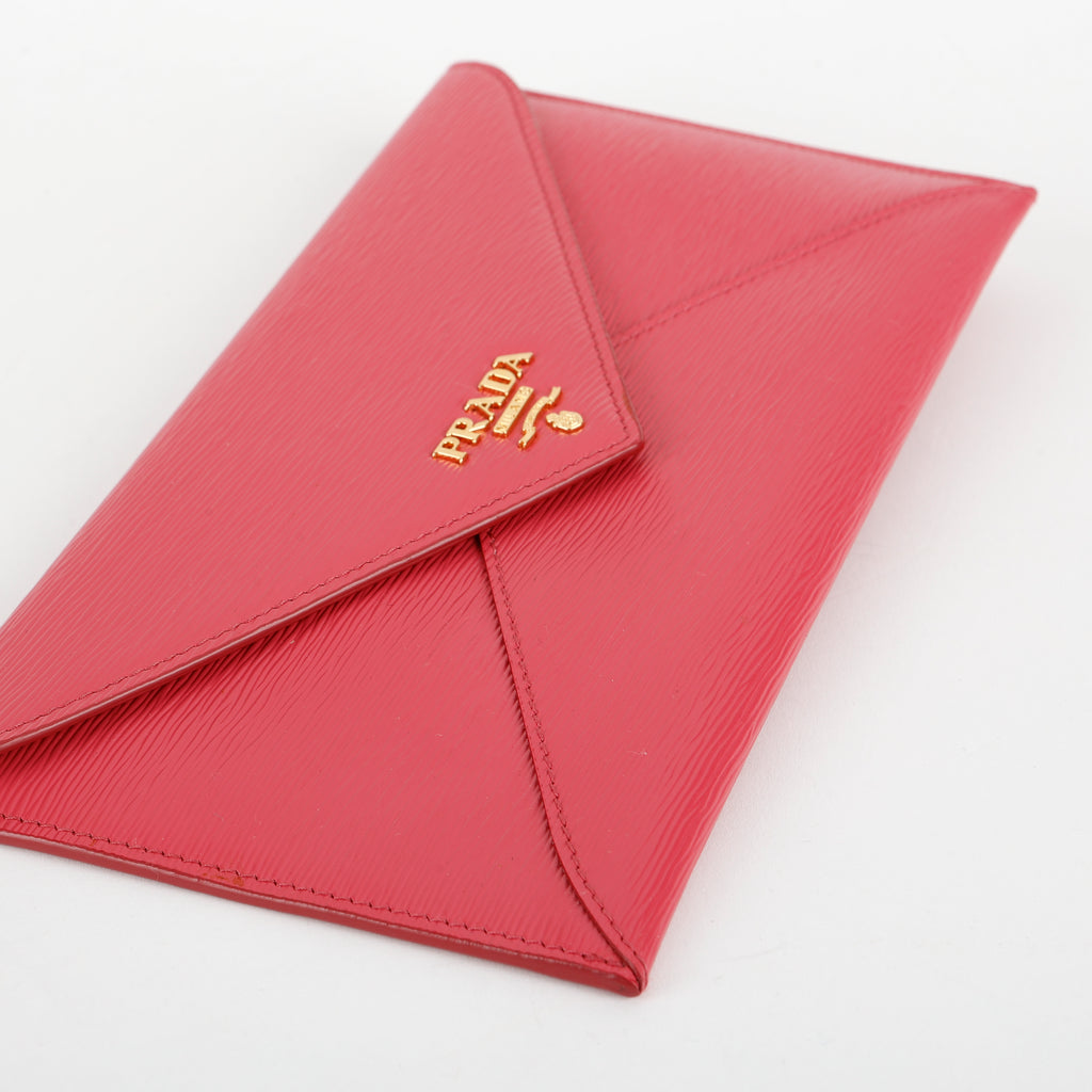 Envelope Wallet, Pink Saffiano