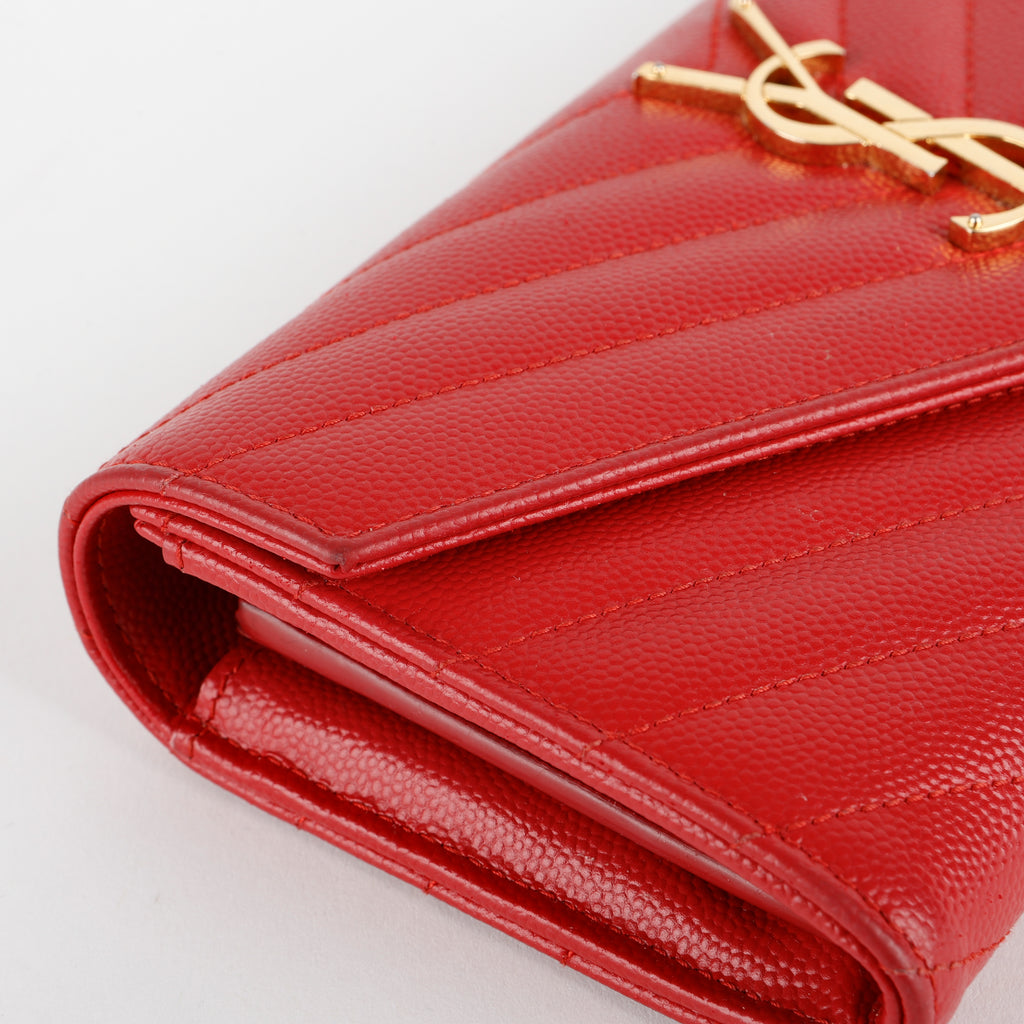 Monogram Flap Wallet, Red Grain de Poudre GHW