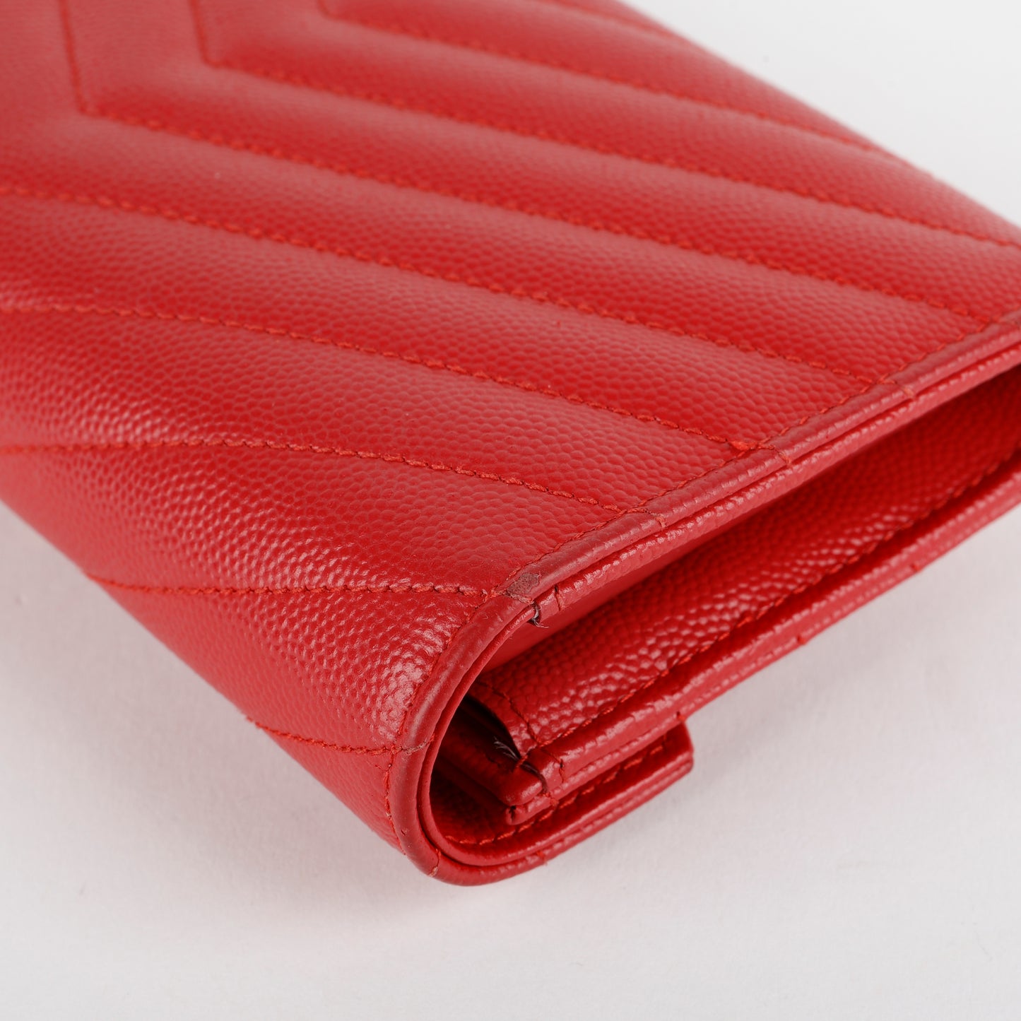 Monogram Flap Wallet, Red Grain de Poudre GHW