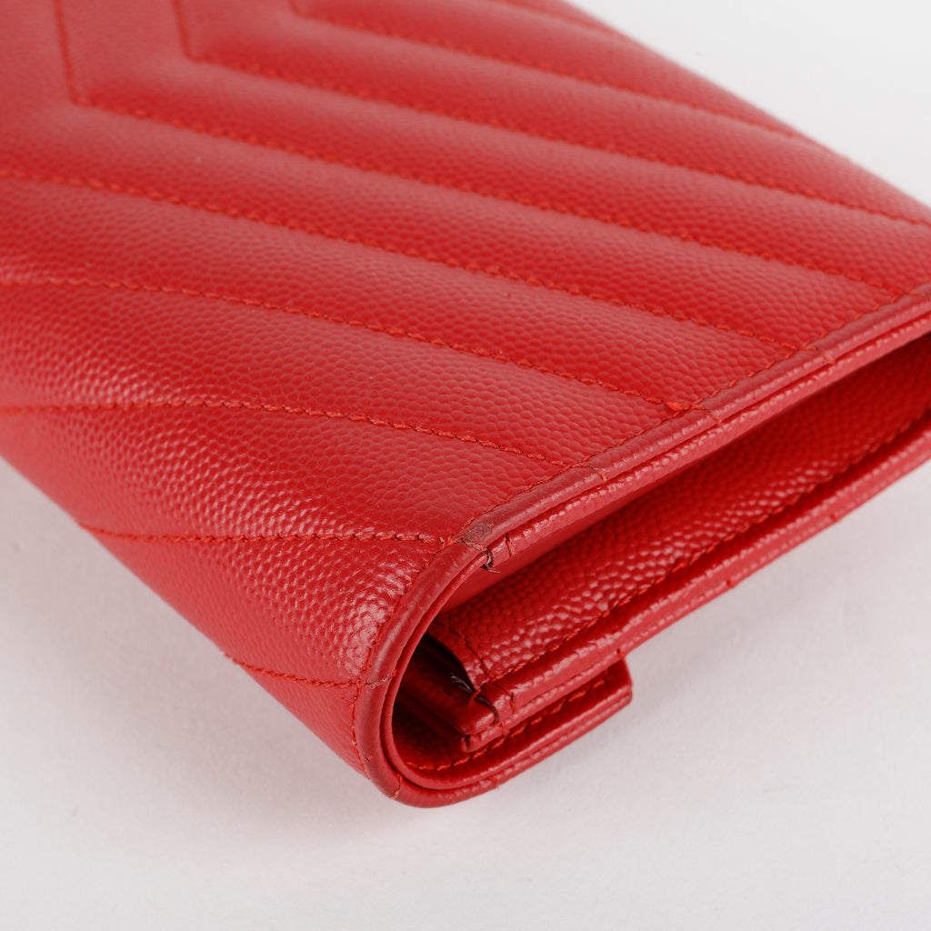 Monogram Flap Wallet, Red Grain de Poudre GHW
