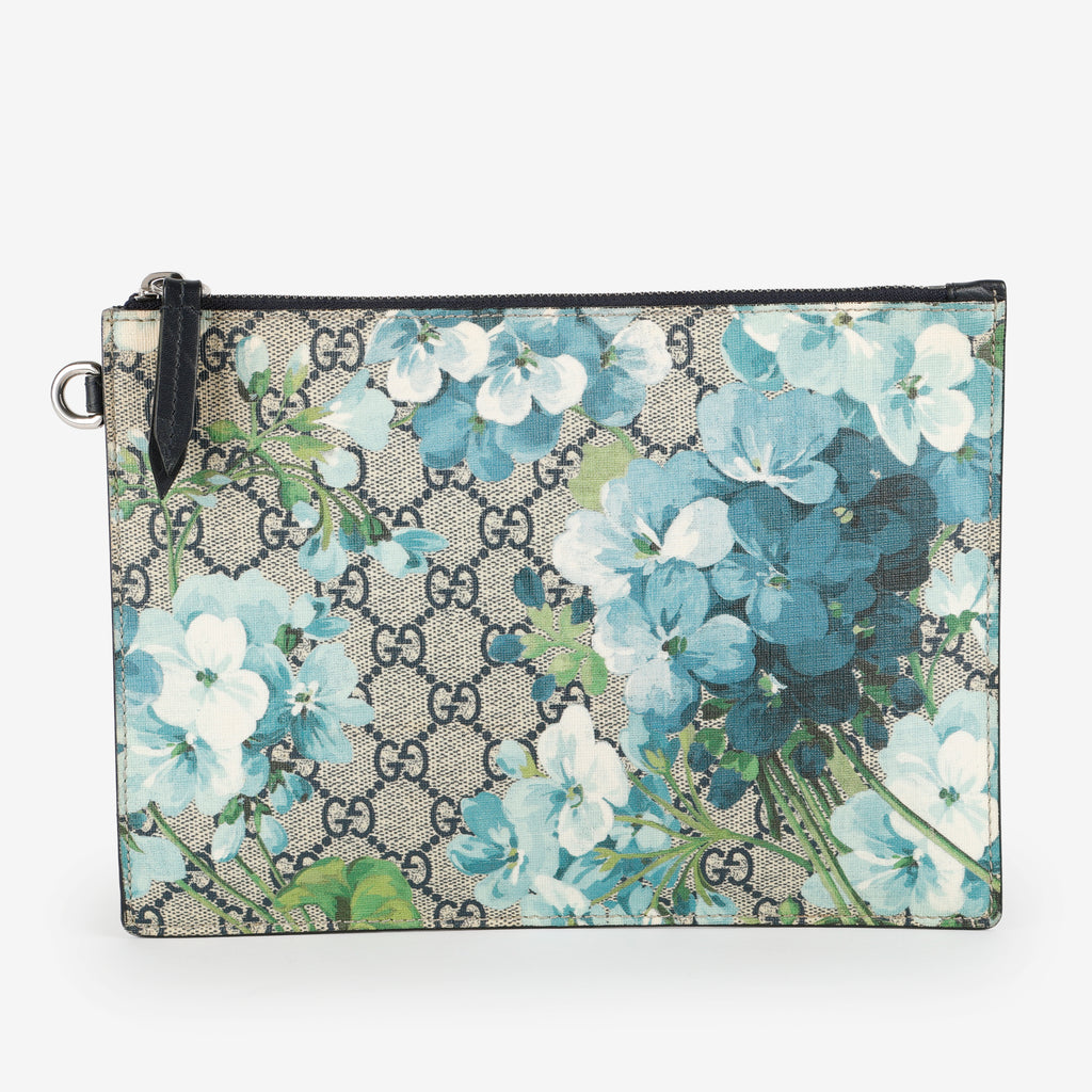 GG Blooms Zipped Pouch, Blue/Black (Missing Strap)