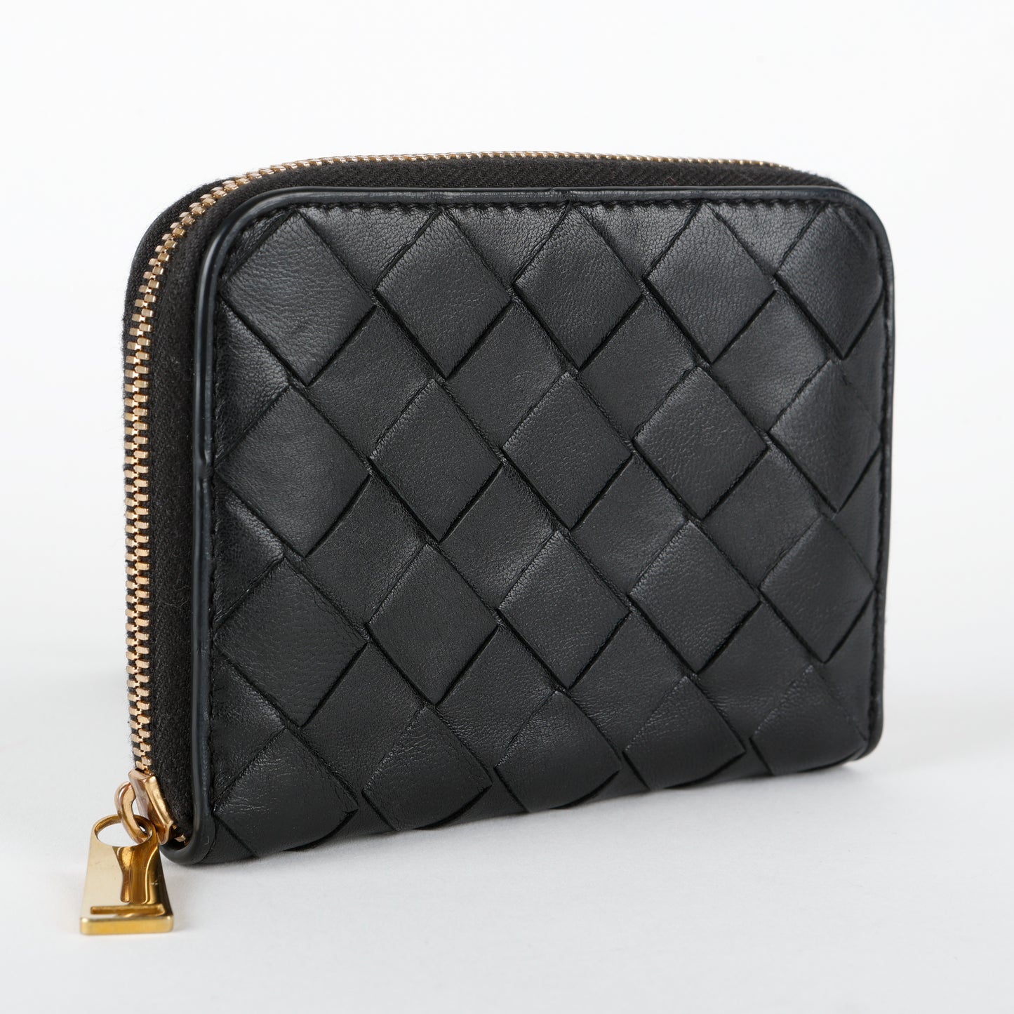 Zip Card Holder, Black Intrecciato