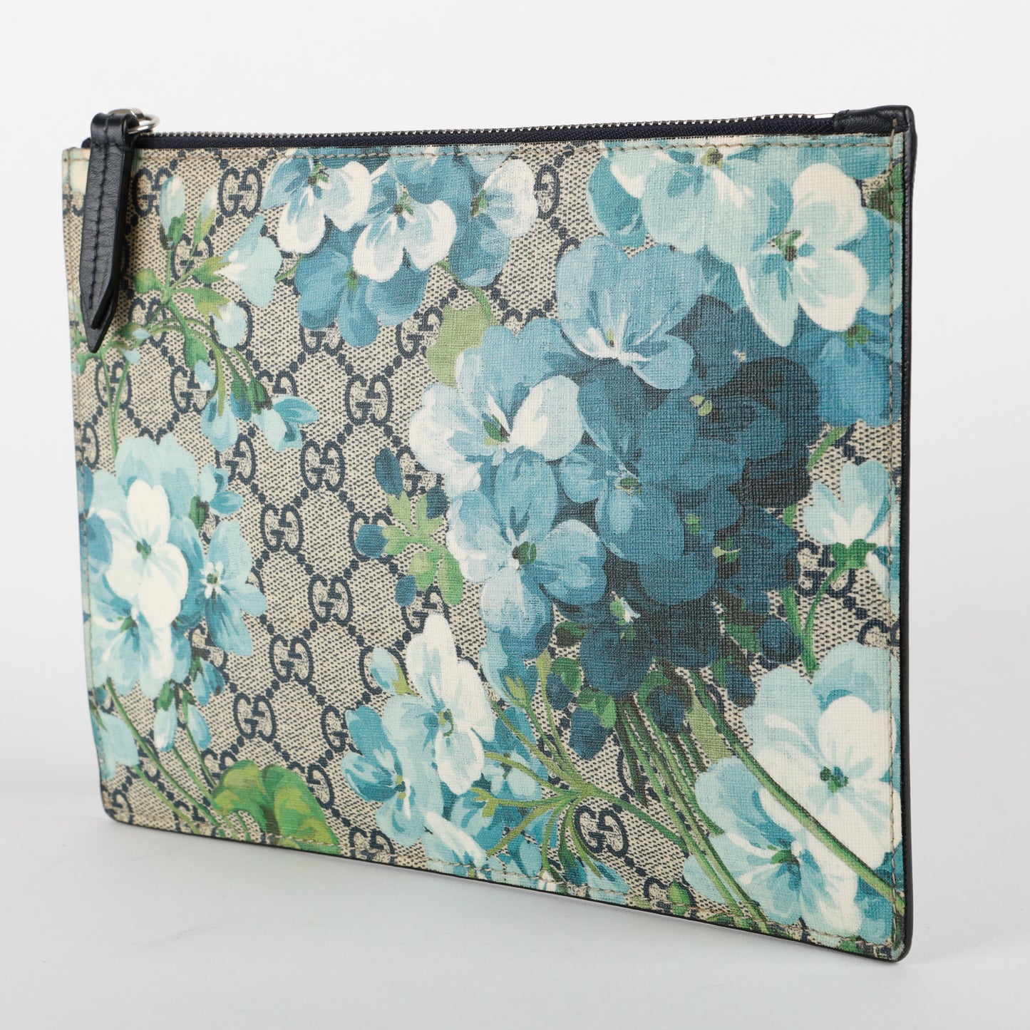GG Blooms Zipped Pouch, Blue/Black (Missing Strap)