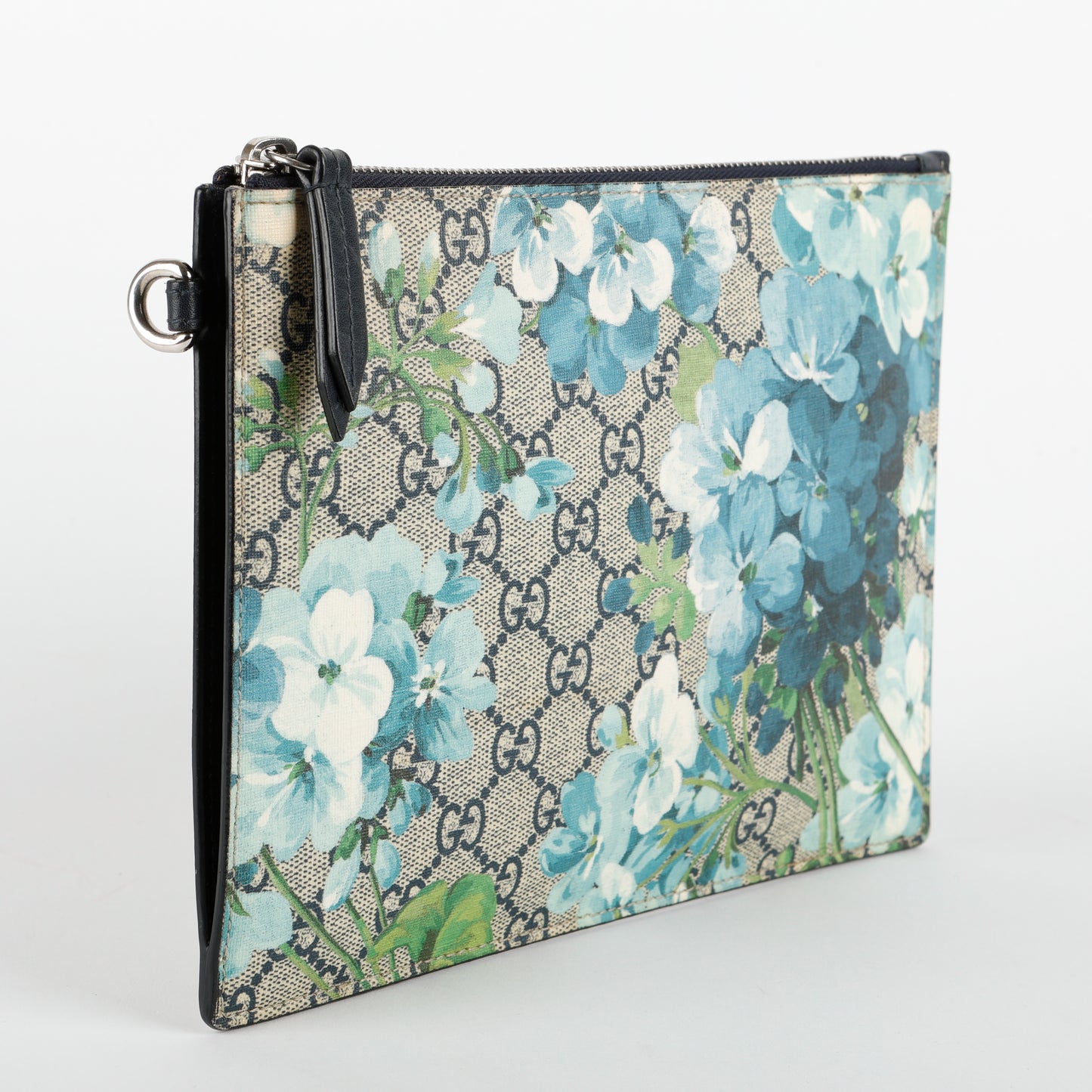 GG Blooms Zipped Pouch, Blue/Black (Missing Strap)