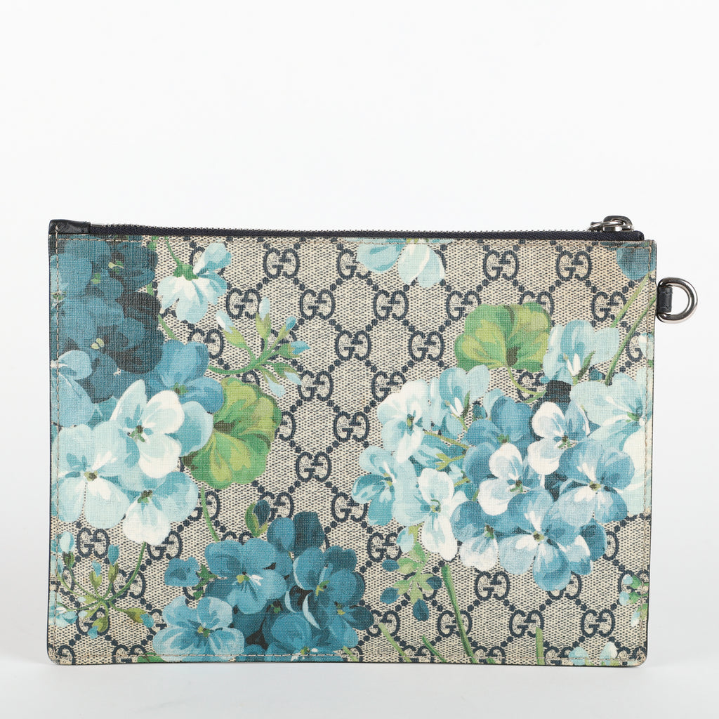 GG Blooms Zipped Pouch, Blue/Black (Missing Strap)