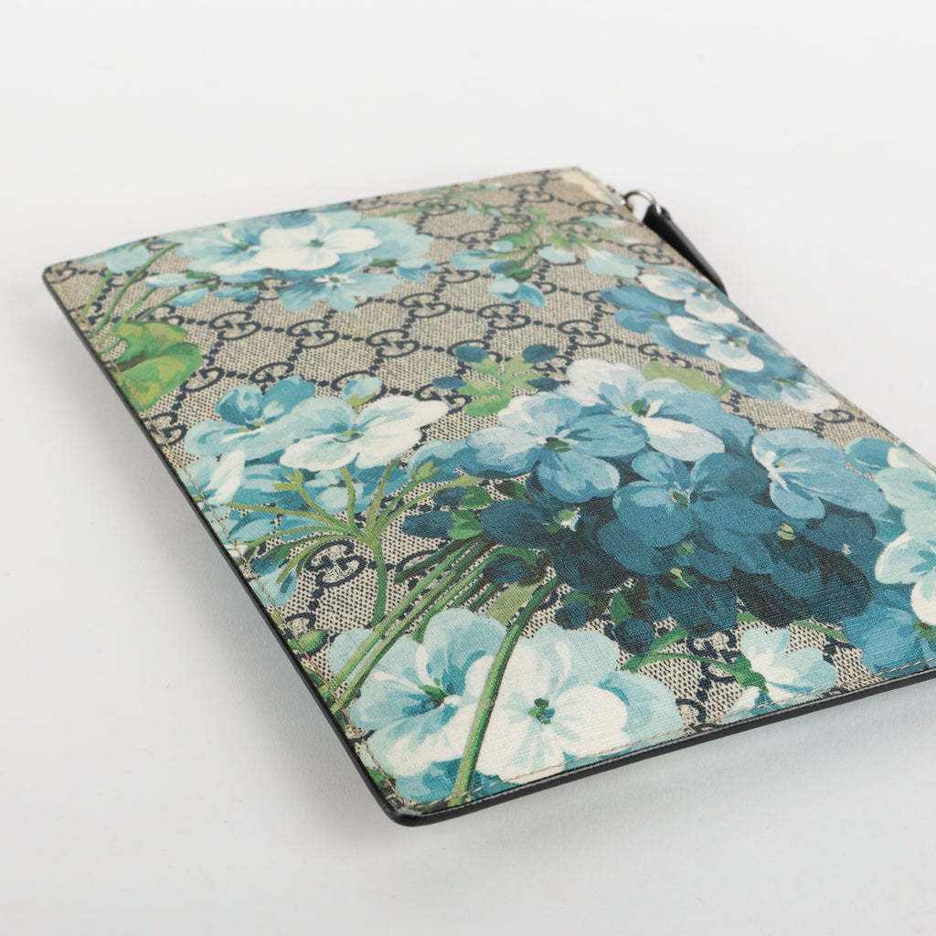GG Blooms Zipped Pouch, Blue/Black (Missing Strap)