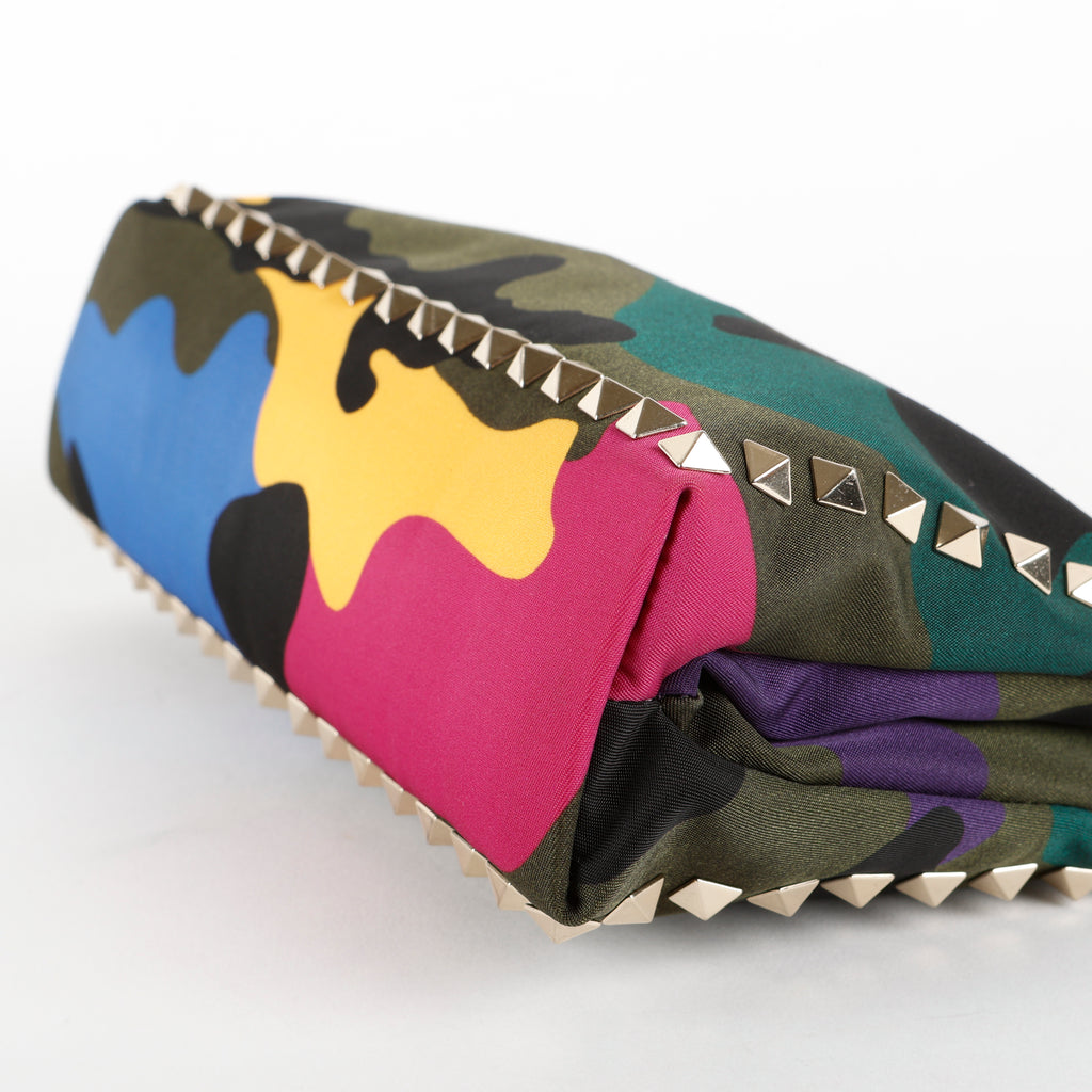 Double Zip Pouch, Multicolor Camouflage Printed Nylon