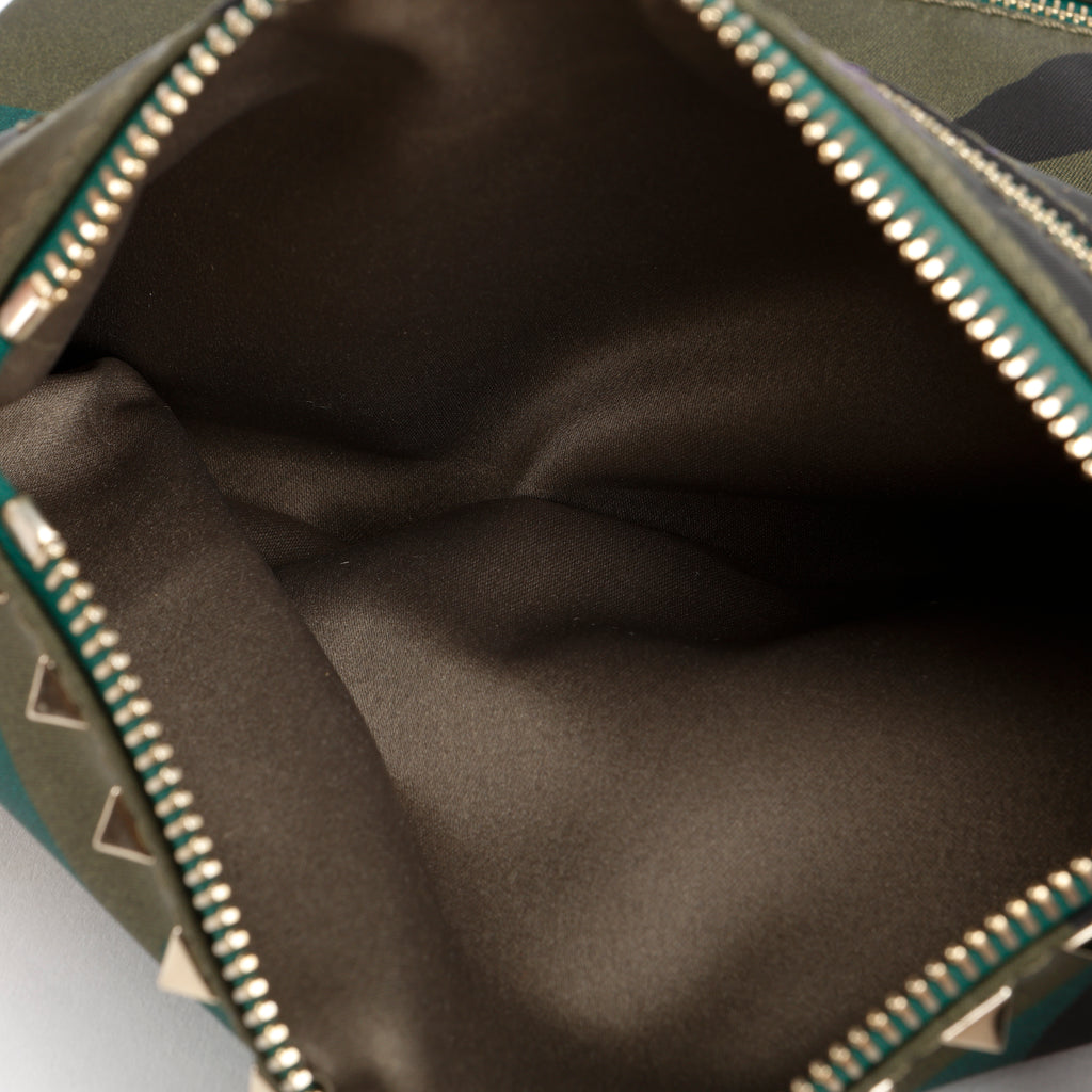 Double Zip Pouch, Multicolor Camouflage Printed Nylon