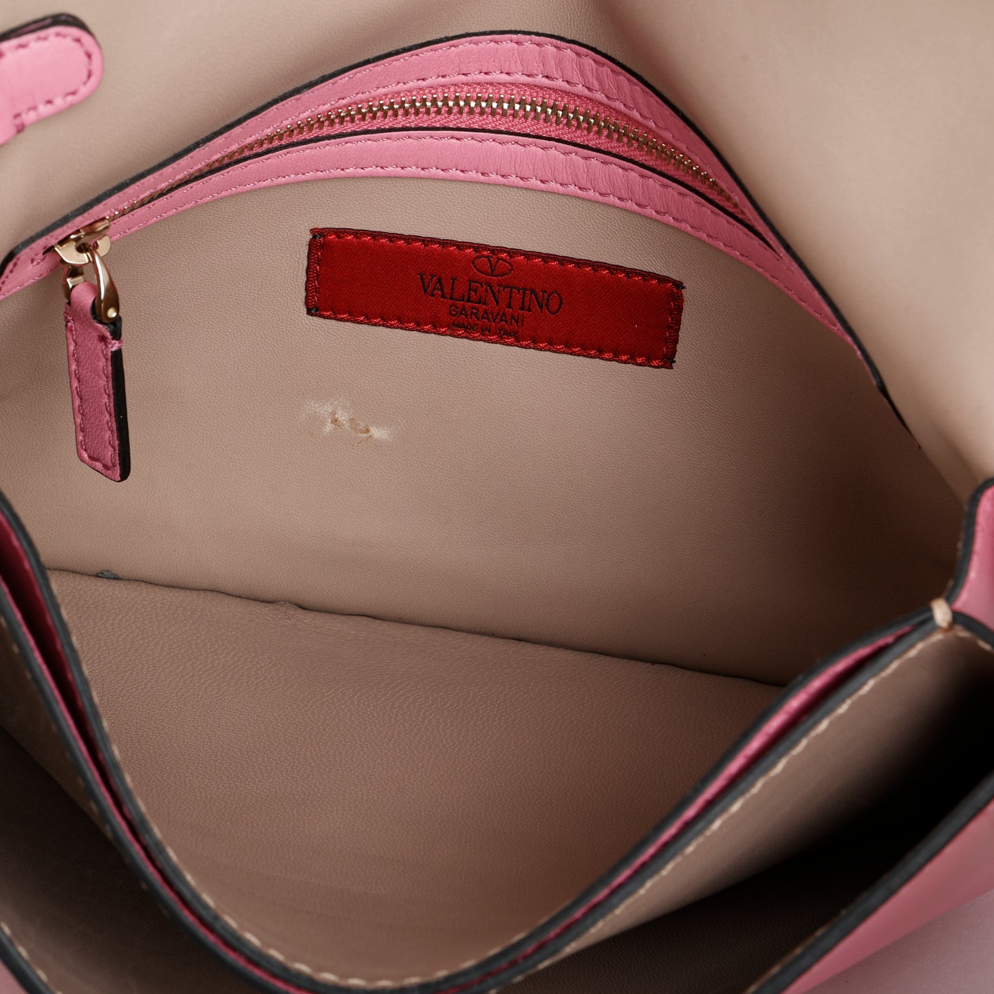 Rockstud Flap Clutch Wristlet, Pink Calfskin
