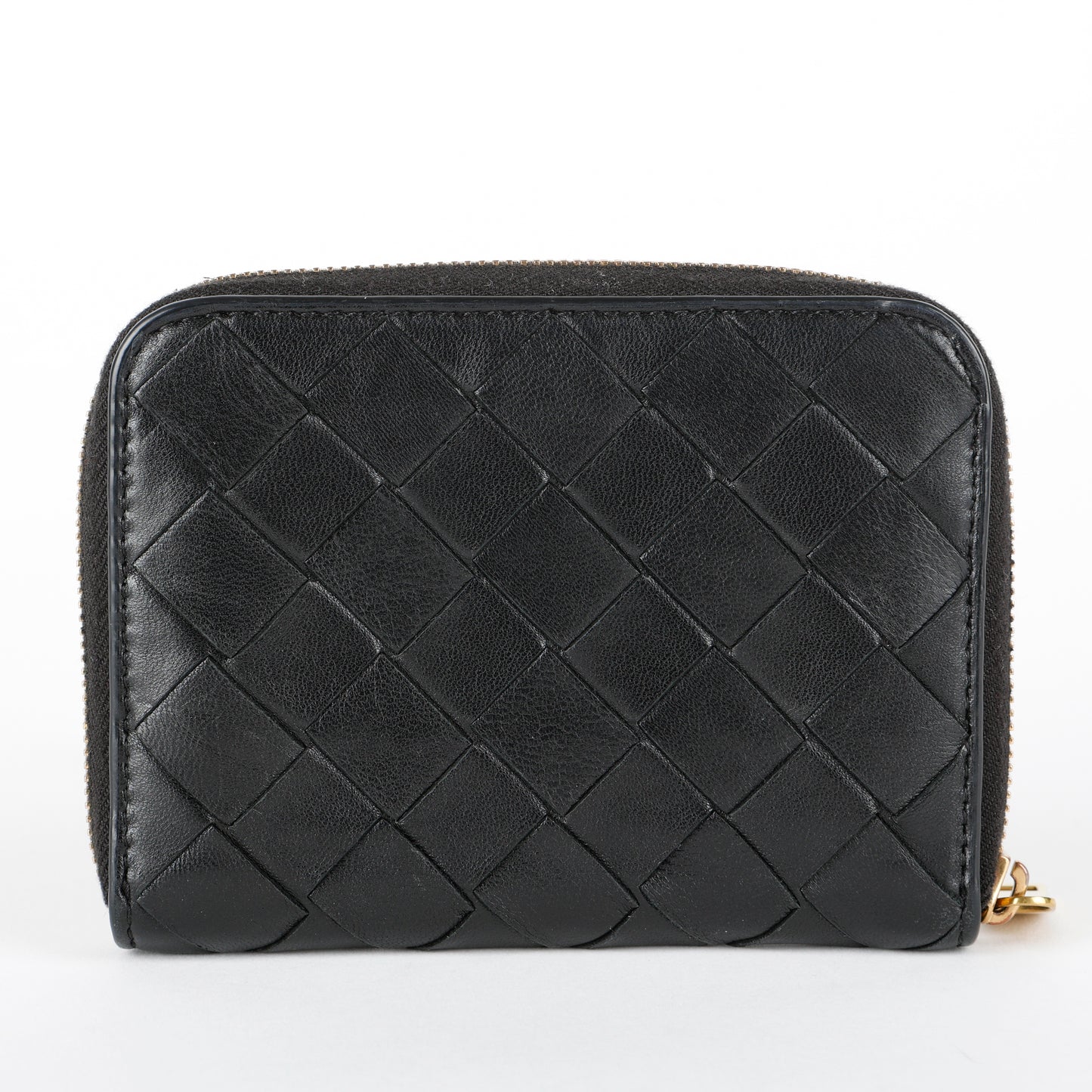 Zip Card Holder, Black Intrecciato