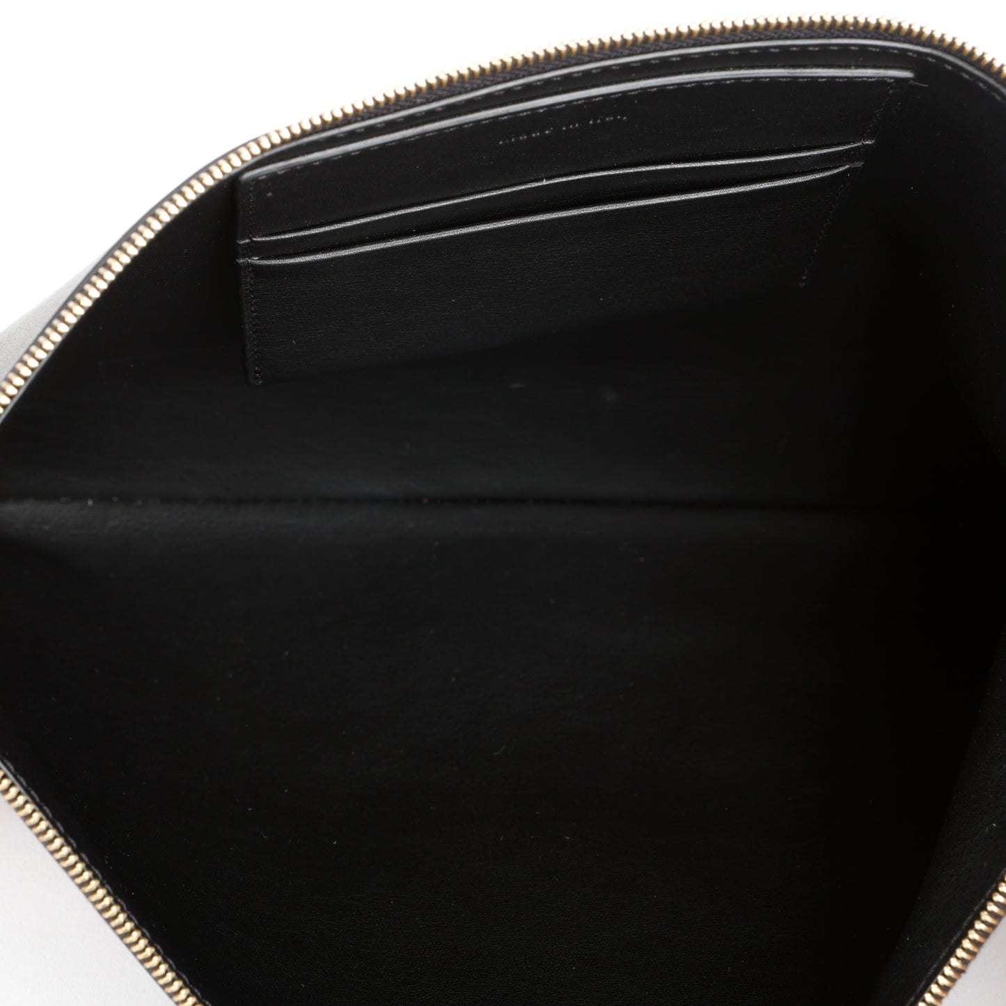Small S Flat Zip Pouch, Black Calfskin