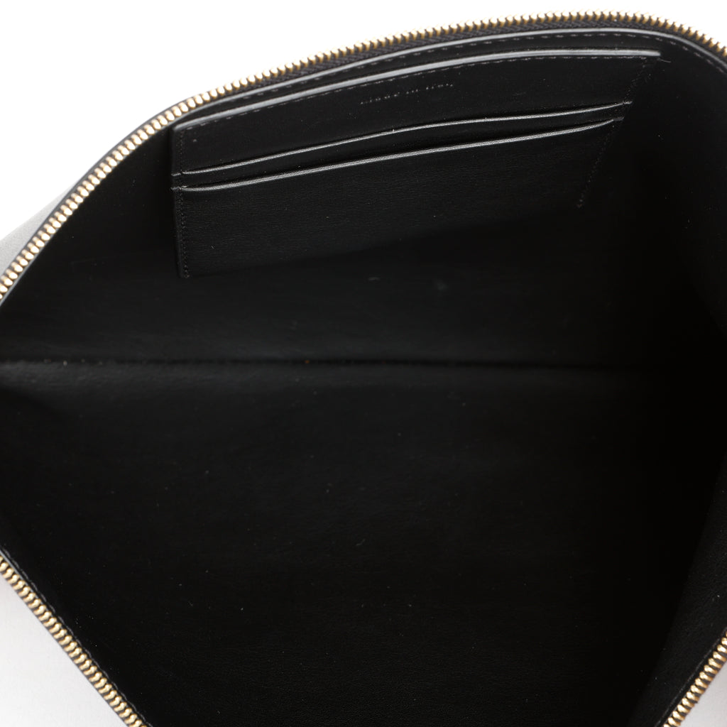 Small S Flat Zip Pouch, Black Calfskin