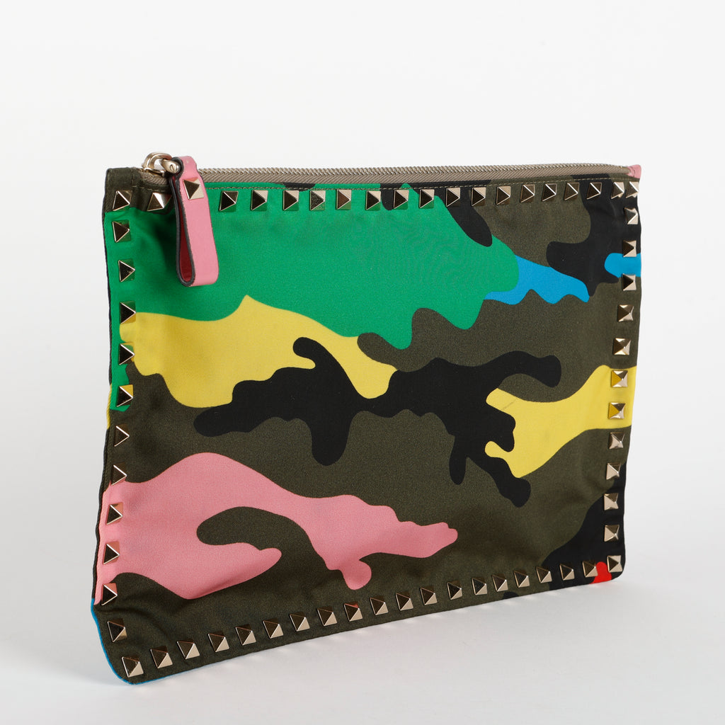 Multicolor Camouflage Printed Nylon Clutch