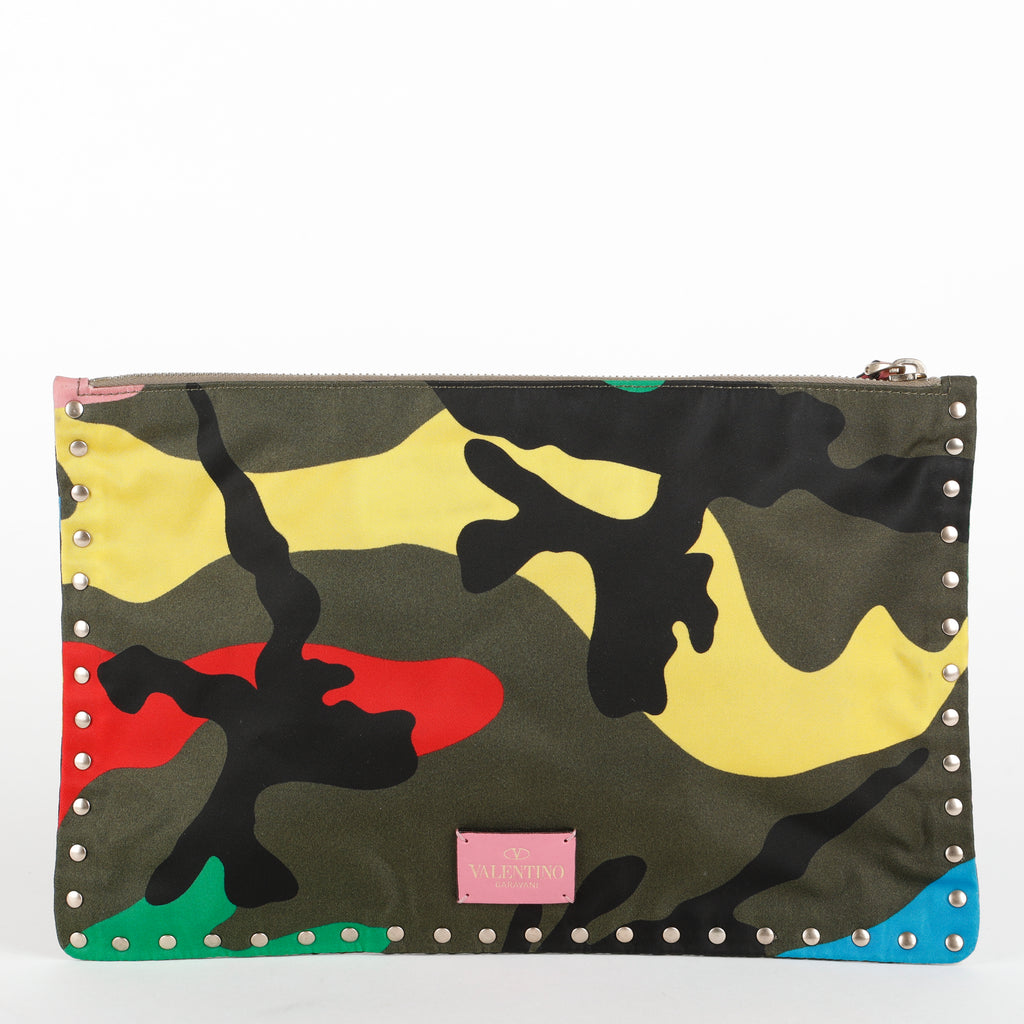 Multicolor Camouflage Printed Nylon Clutch