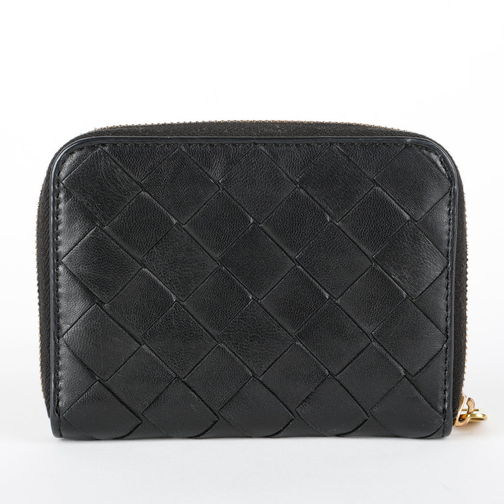 Zip Card Holder, Black Intrecciato
