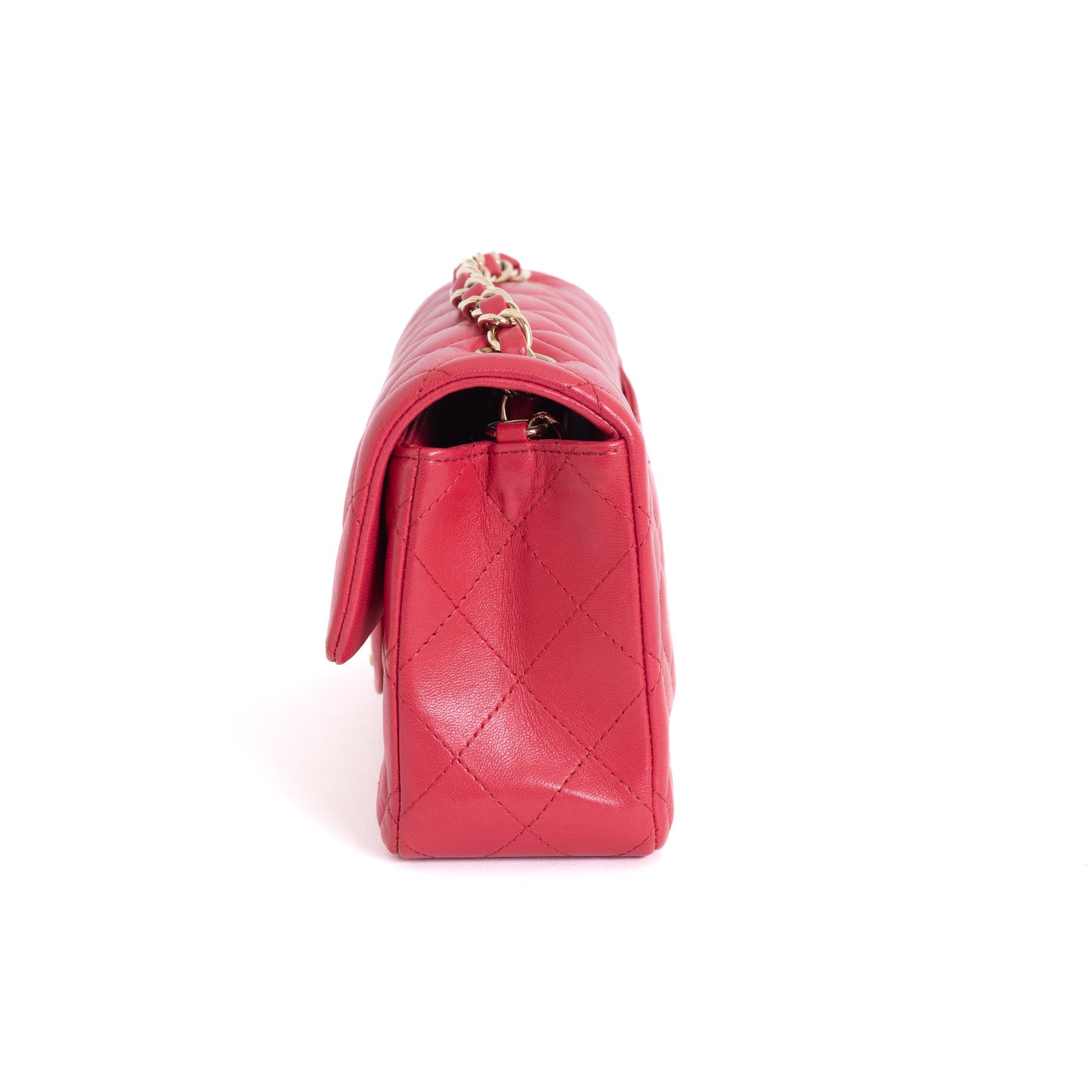 Mini Rectangular Flap, Raspberry Red Lambskin 6877