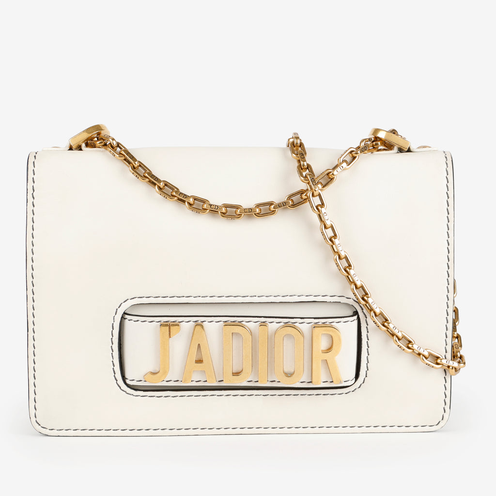 Medium J'adior Flap Bag, Cream Calfskin