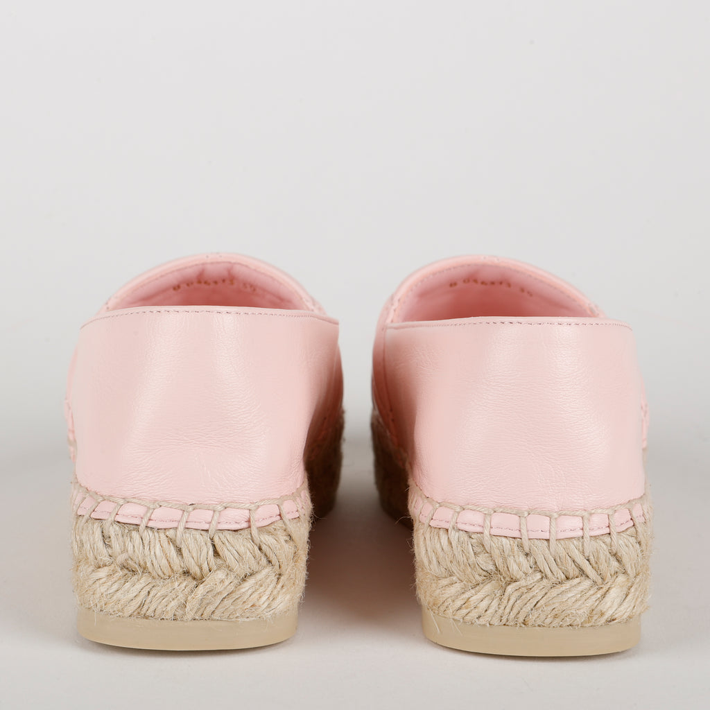 CC Quilted Espadrilles, Pink Lambskin Size: 35 (US 5)