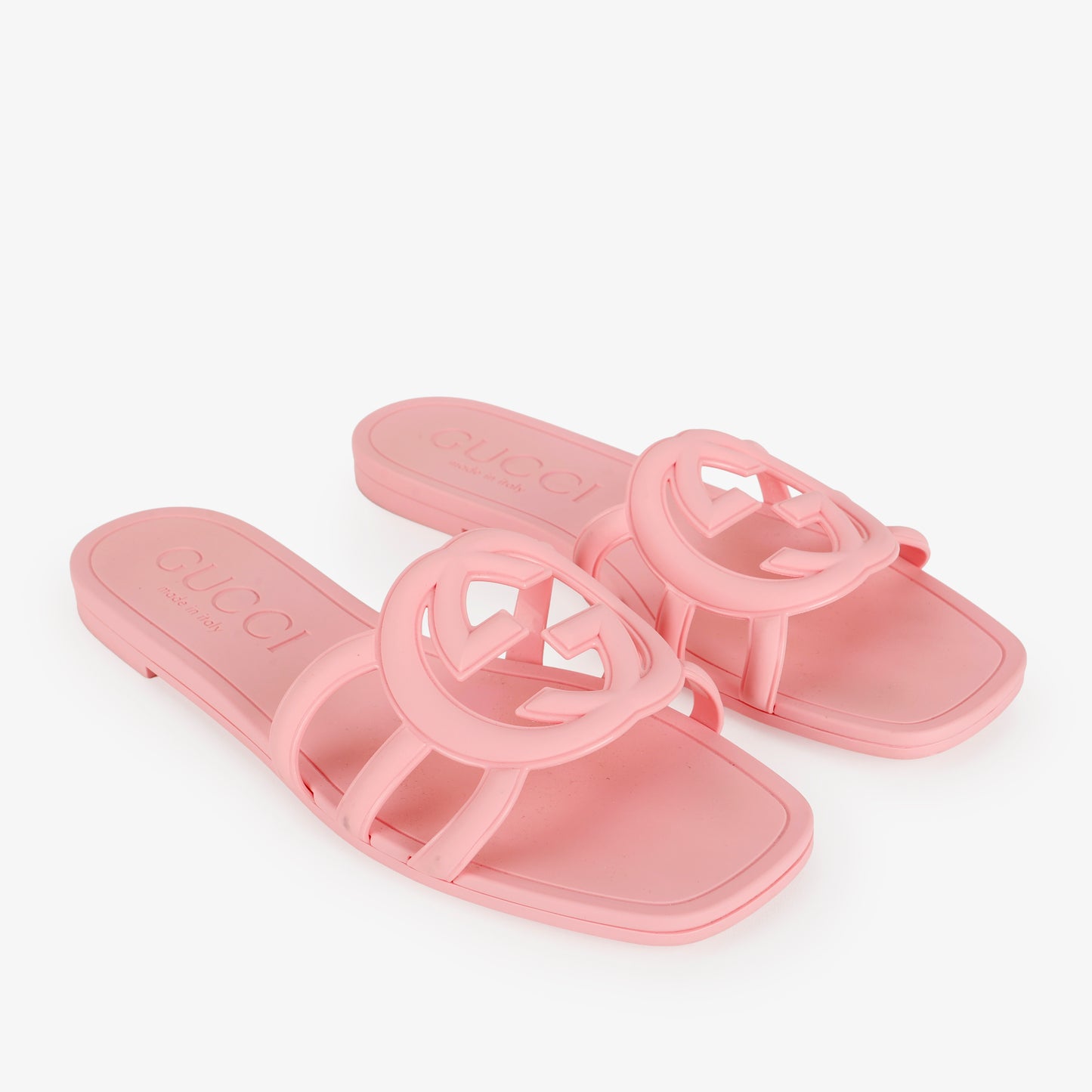 GG Logo Rubber Slides, Pink Size: 35 (US 5)