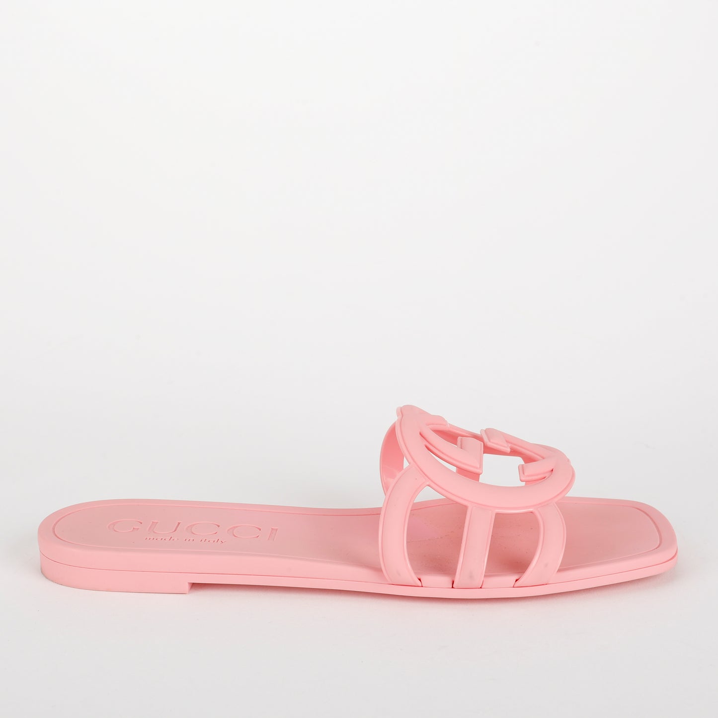 GG Logo Rubber Slides, Pink Size: 35 (US 5)