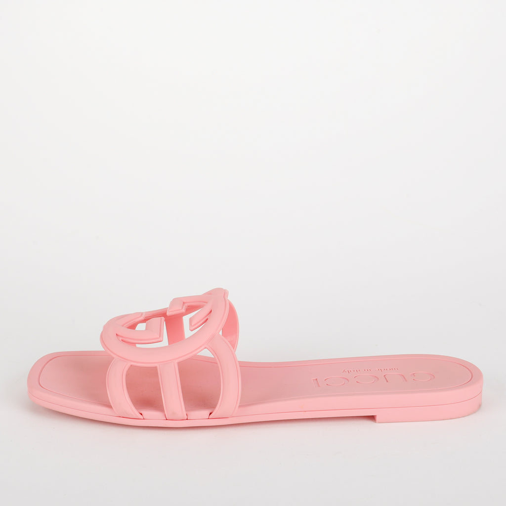 GG Logo Rubber Slides, Pink Size: 35 (US 5)