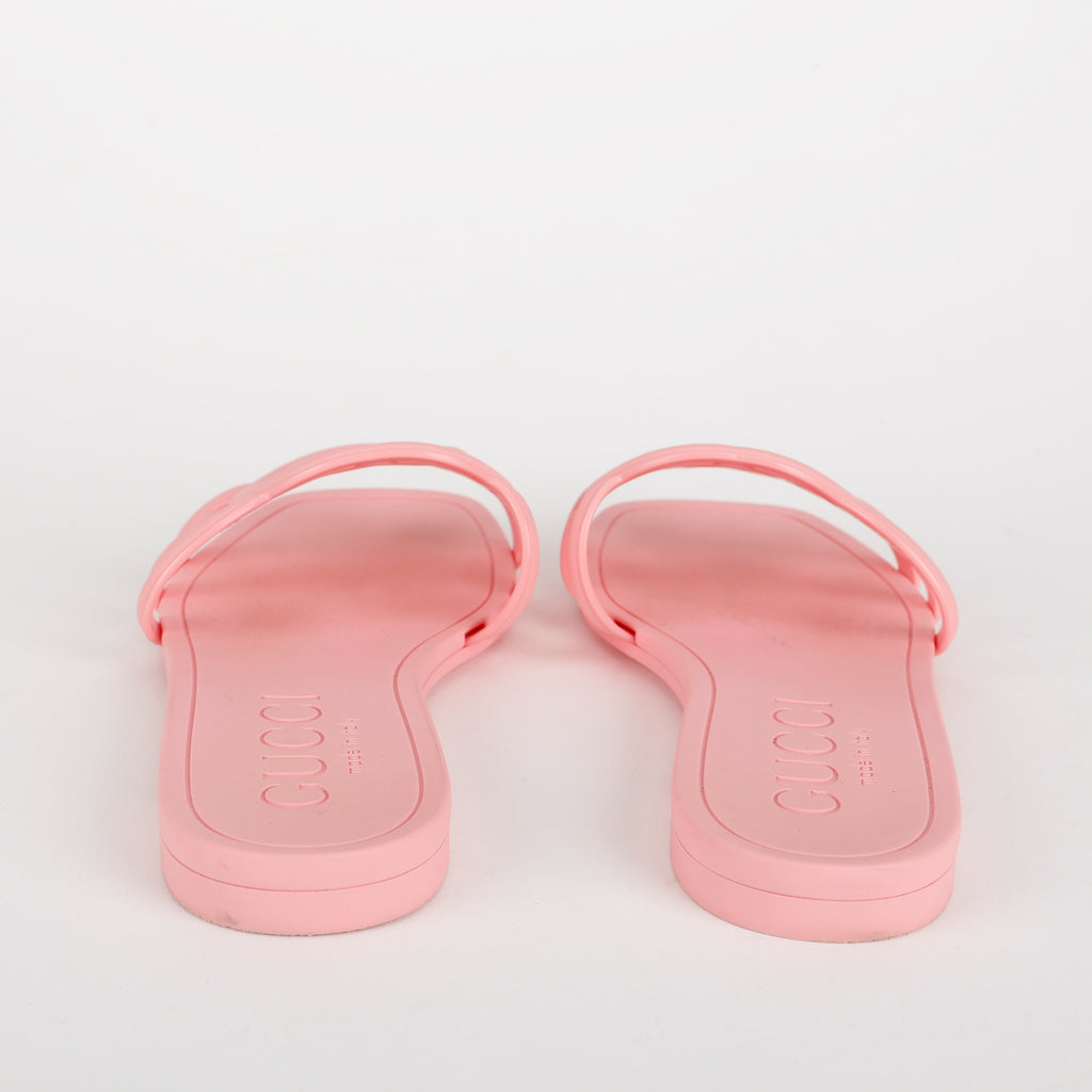 GG Logo Rubber Slides, Pink Size: 35 (US 5)
