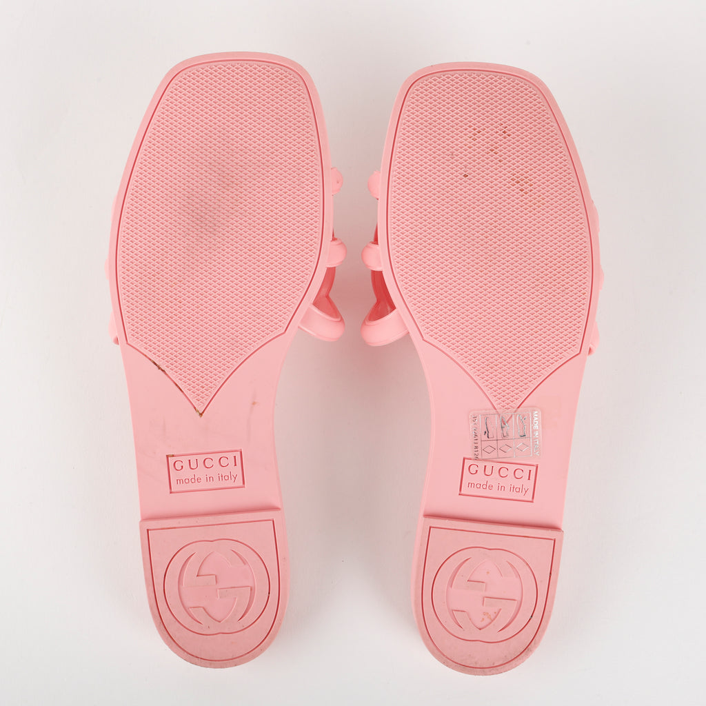GG Logo Rubber Slides, Pink Size: 35 (US 5)