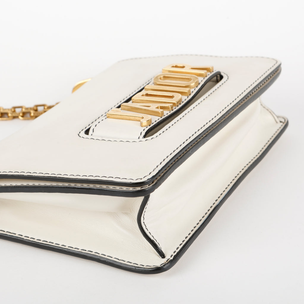Medium J'adior Flap Bag, Cream Calfskin