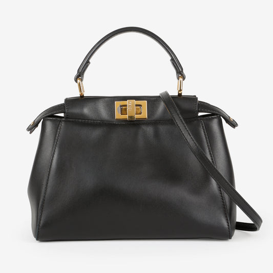 Mini Peekaboo, Black Calfskin