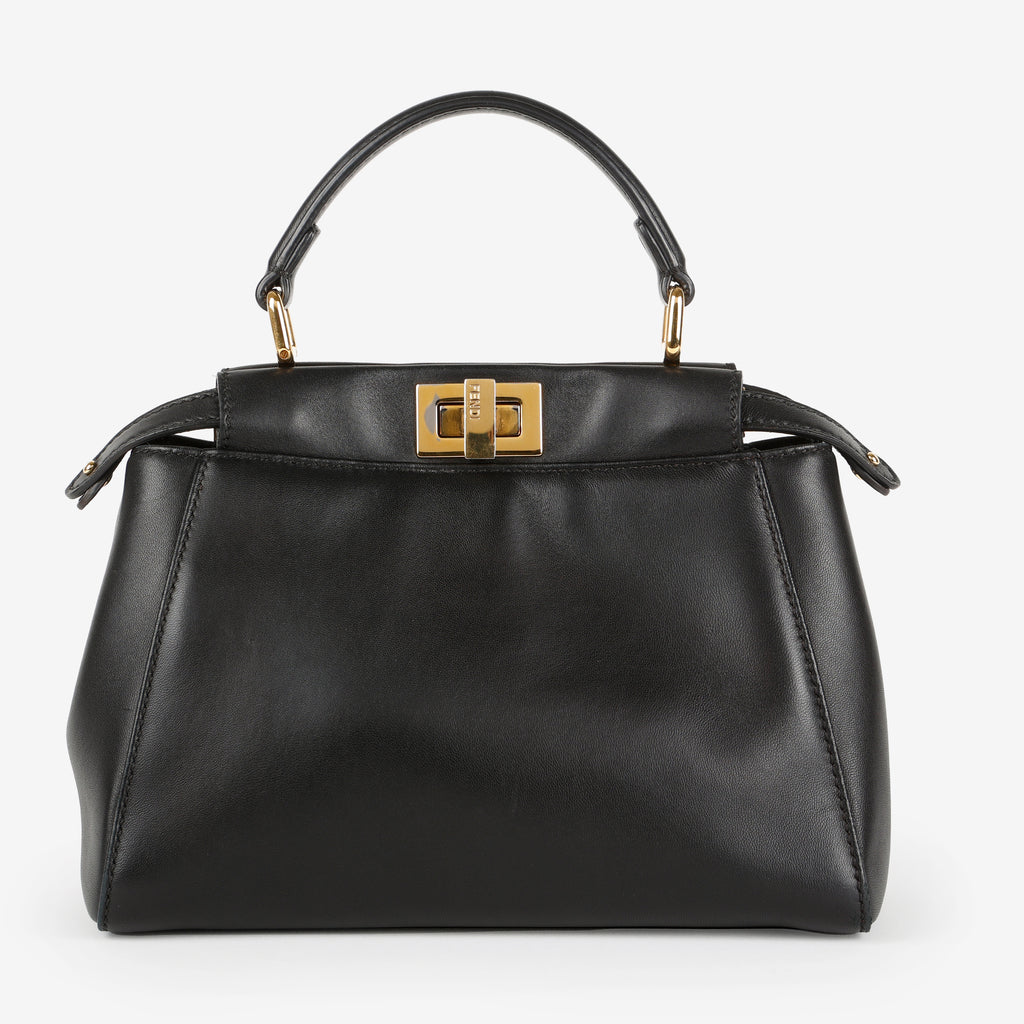 Mini Peekaboo, Black Calfskin