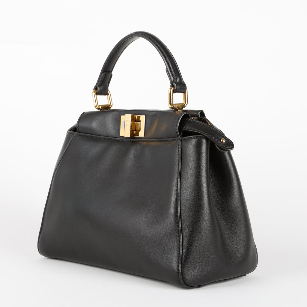 Mini Peekaboo, Black Calfskin