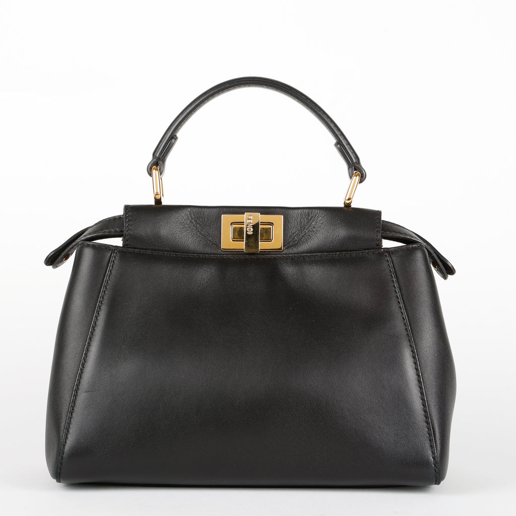 Mini Peekaboo, Black Calfskin