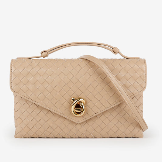 Intrecciato Knot Lock Top Handle, Ecru Muse