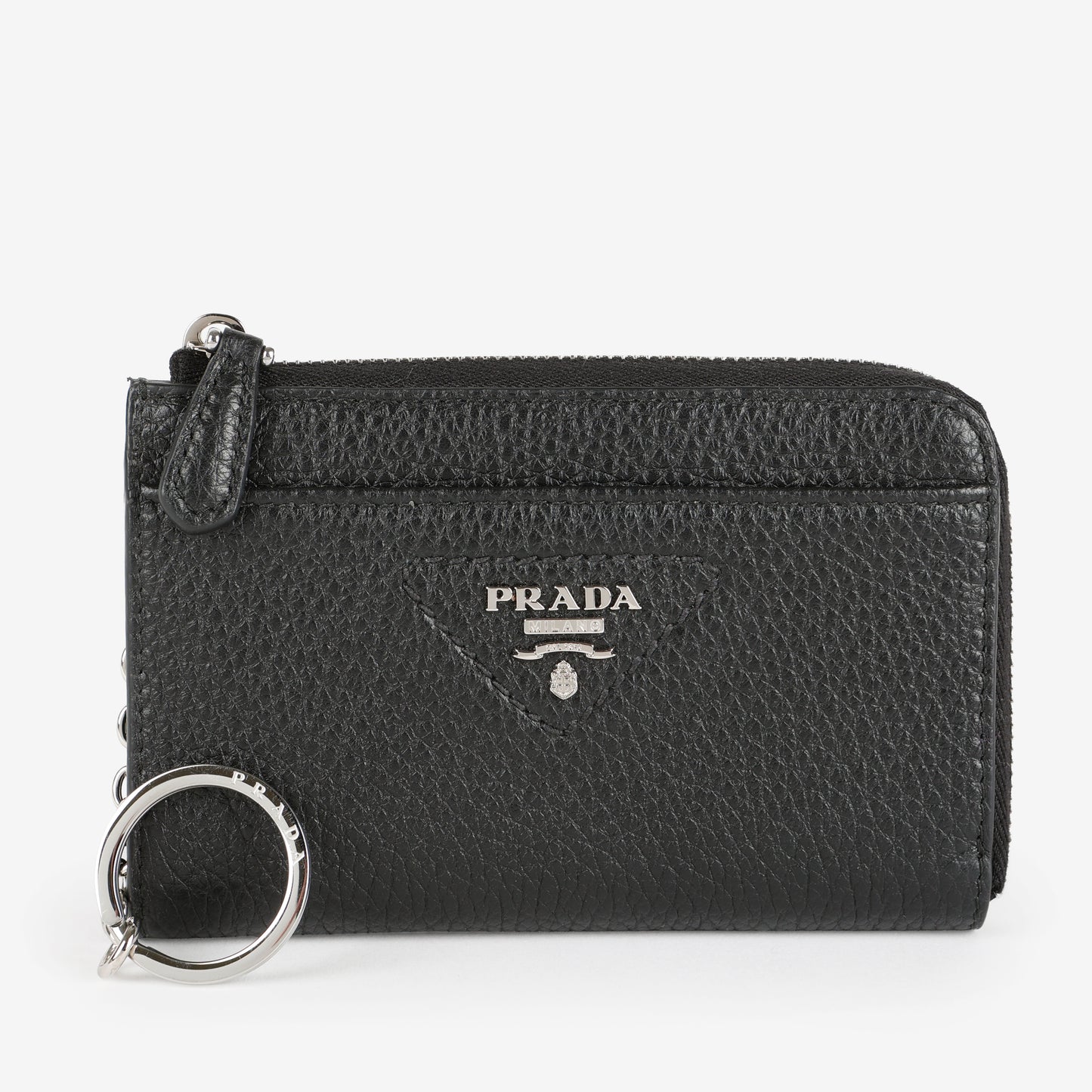 Triangle Logo Zip Key Holder, Black SHW