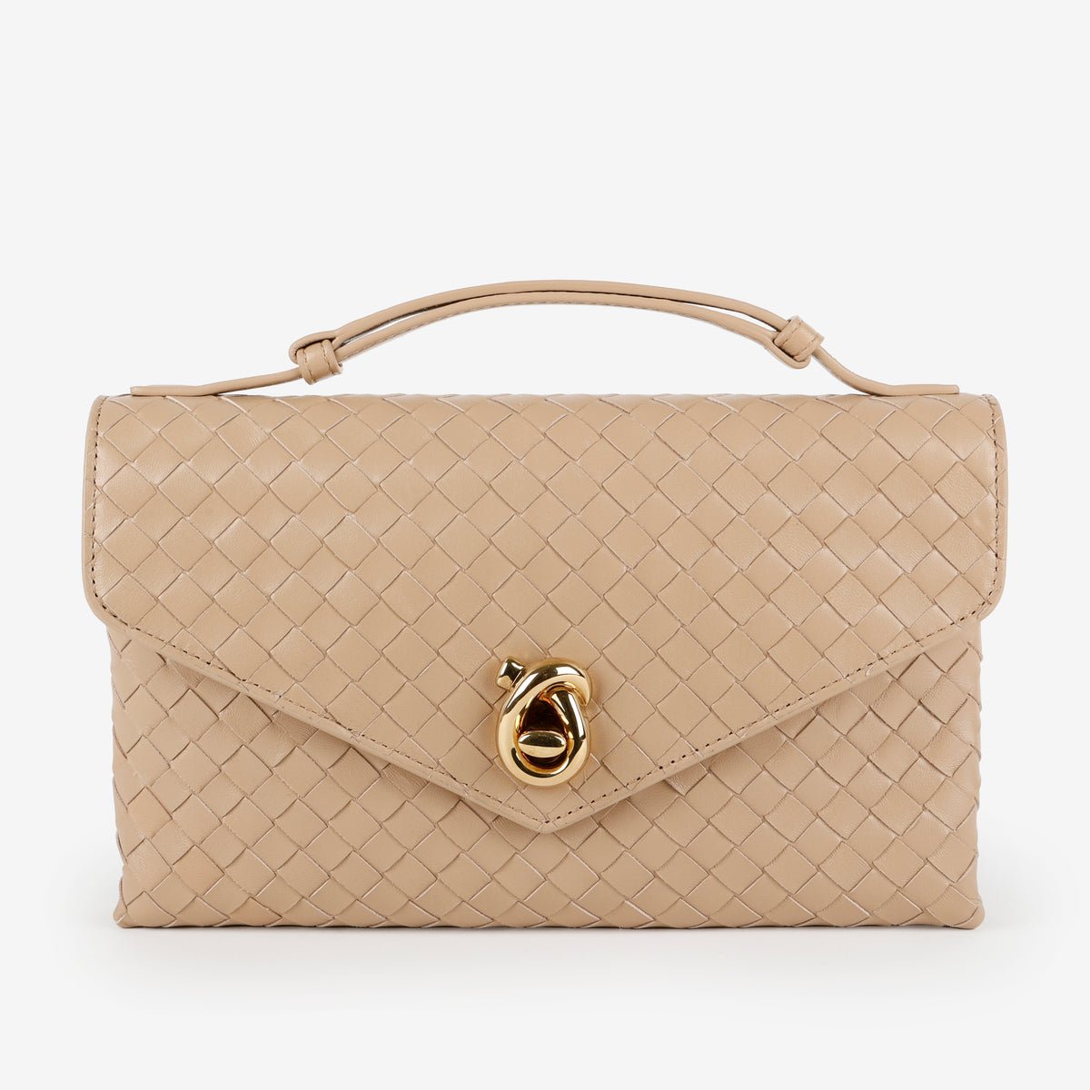 Intrecciato Knot Lock Top Handle, Ecru Muse