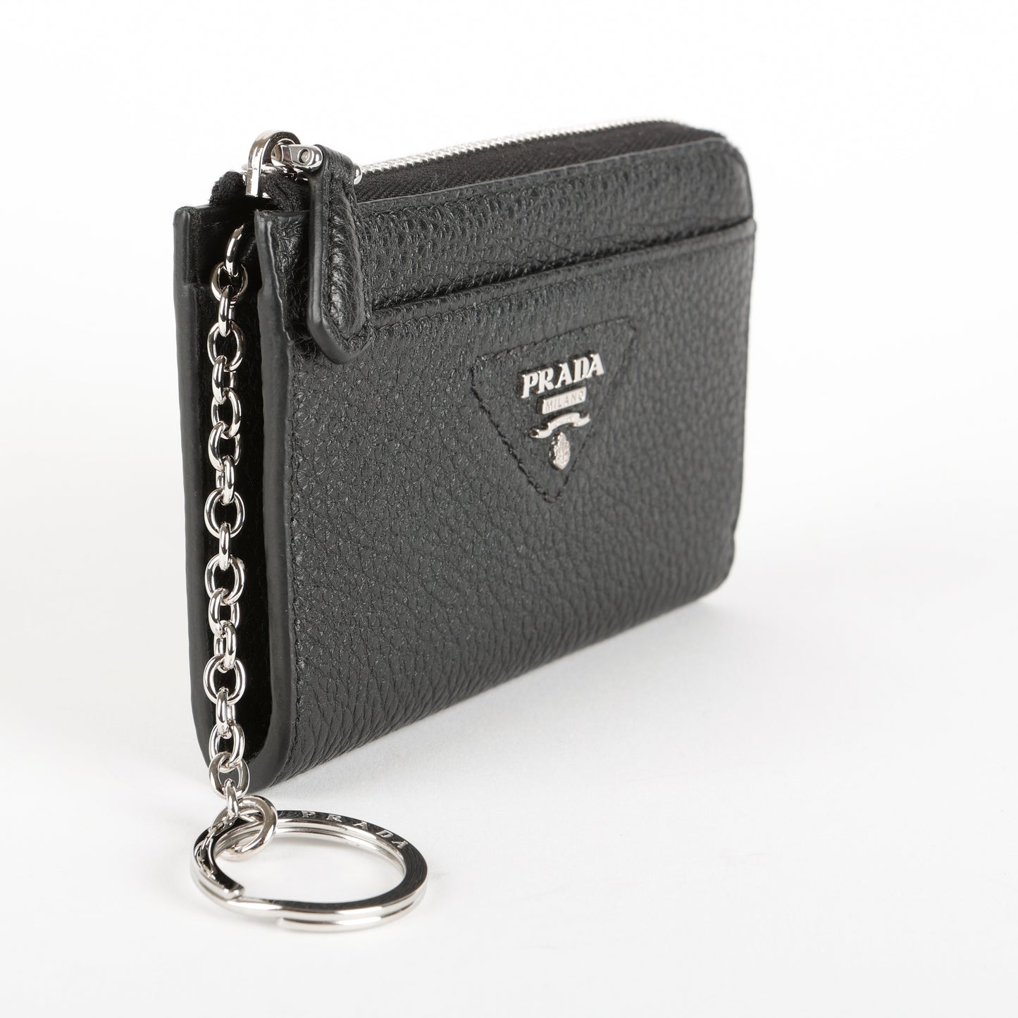 Triangle Logo Zip Key Holder, Black SHW