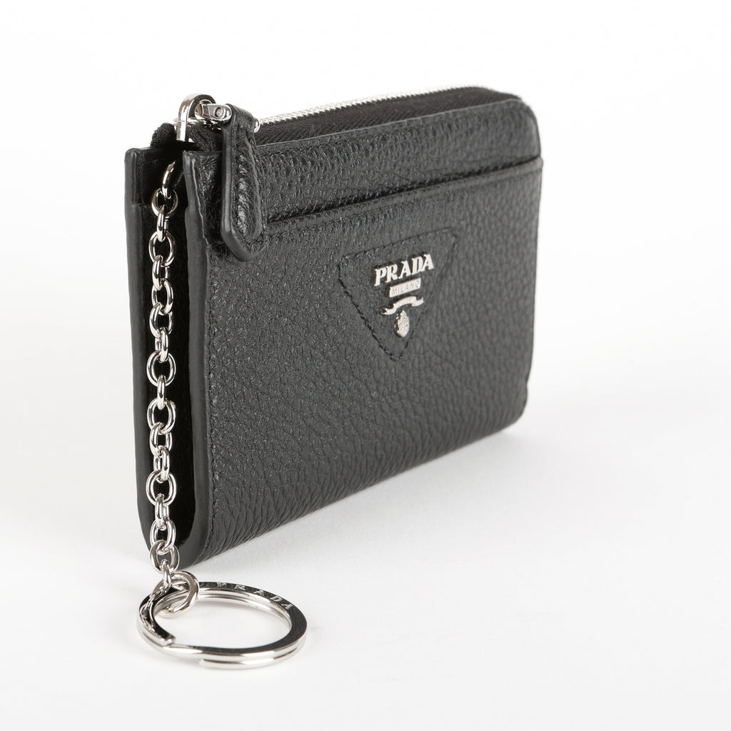 Triangle Logo Zip Key Holder, Black SHW