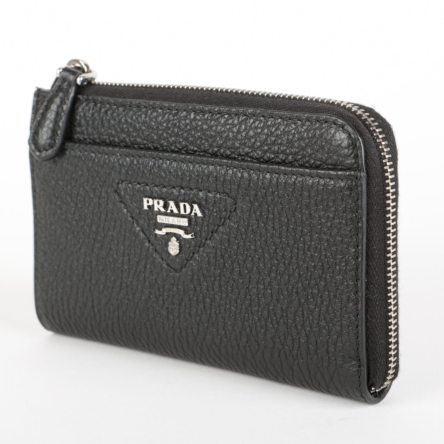 Triangle Logo Zip Key Holder, Black SHW