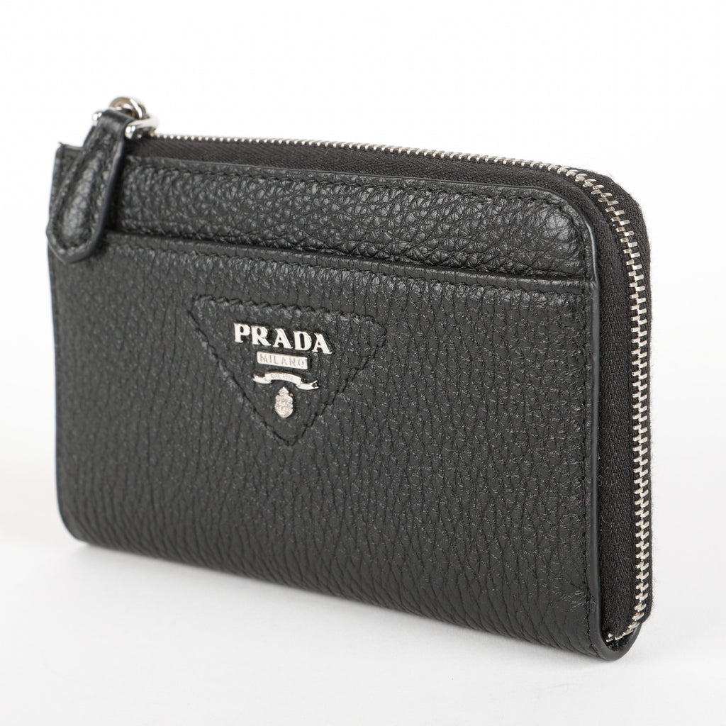 Triangle Logo Zip Key Holder, Black SHW