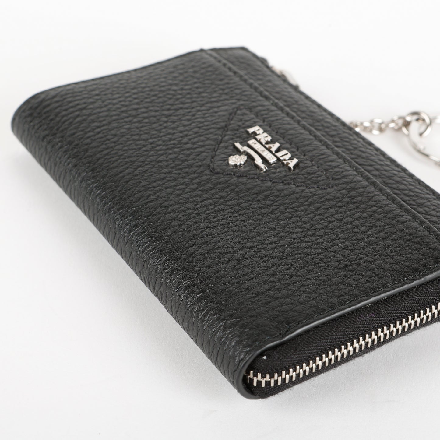 Triangle Logo Zip Key Holder, Black SHW
