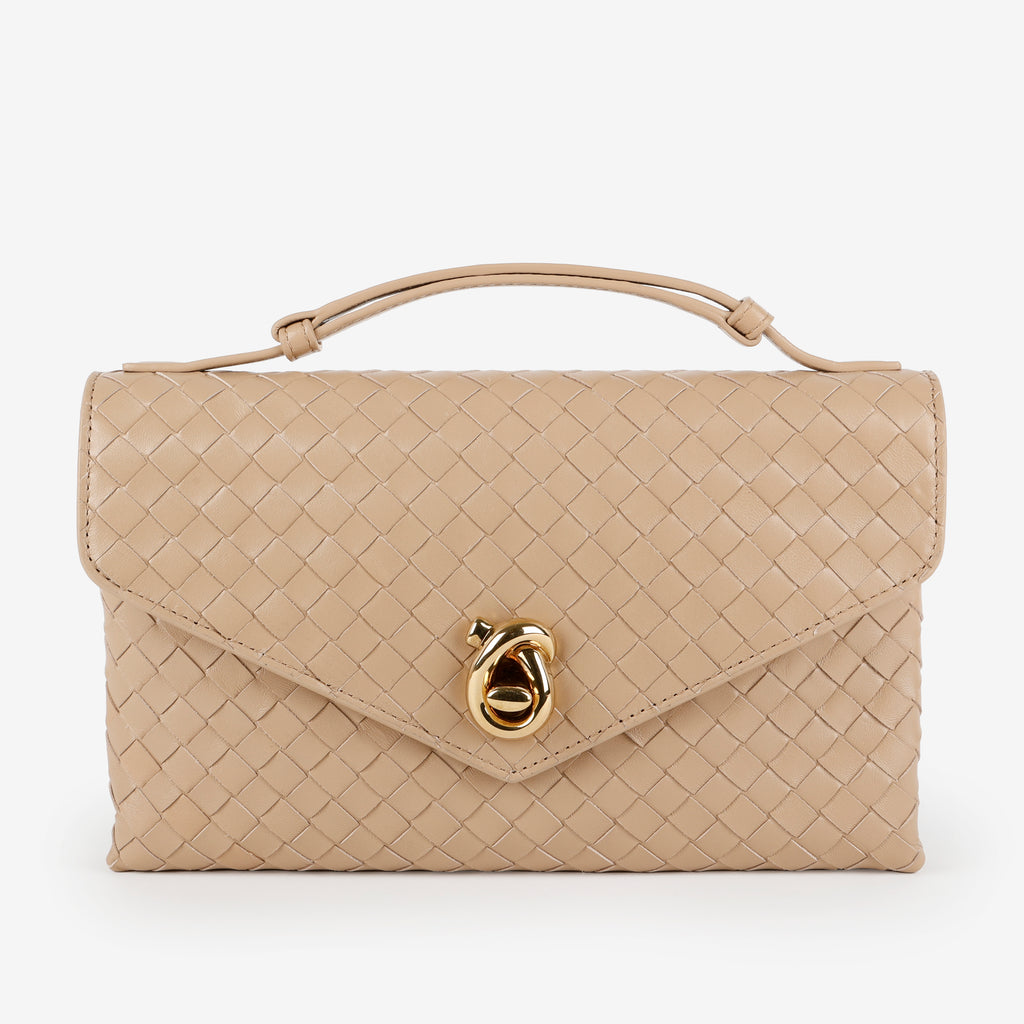 Intrecciato Knot Lock Top Handle, Ecru Muse