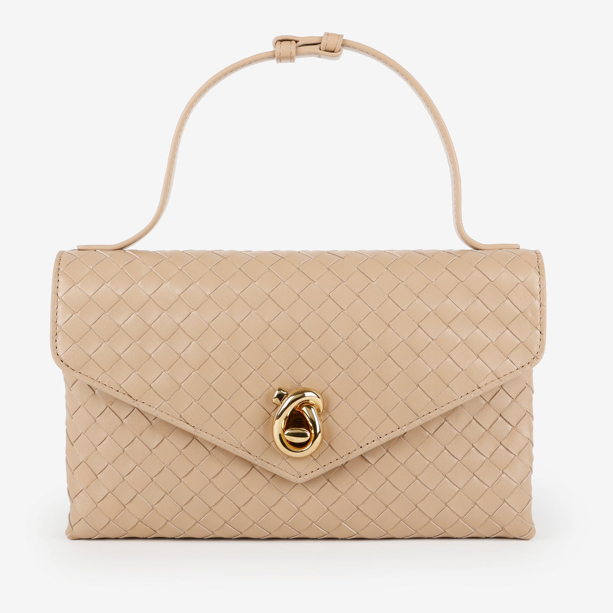 Intrecciato Knot Lock Top Handle, Ecru Muse