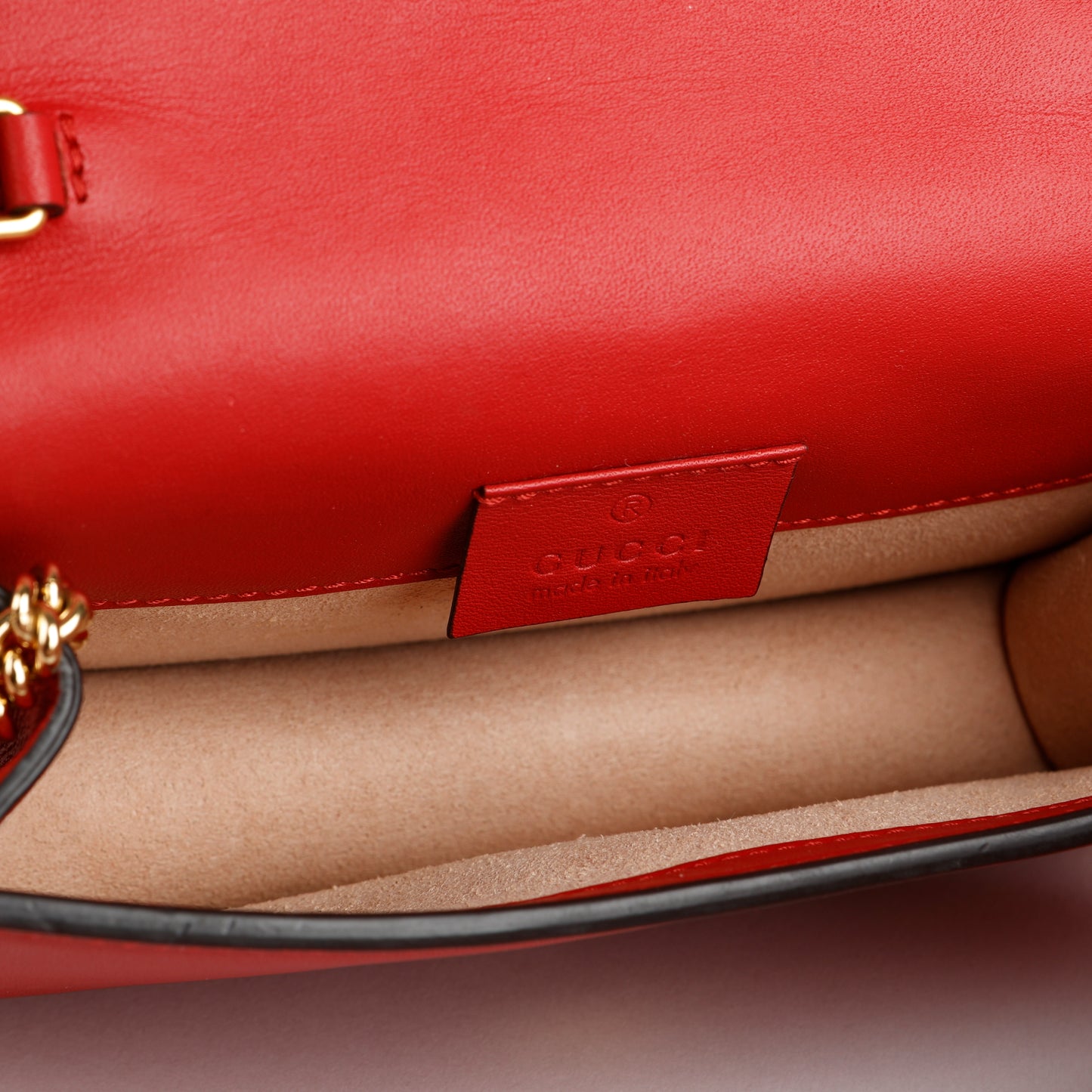 Super Mini Web Sylvie on Chain, Red Calfskin