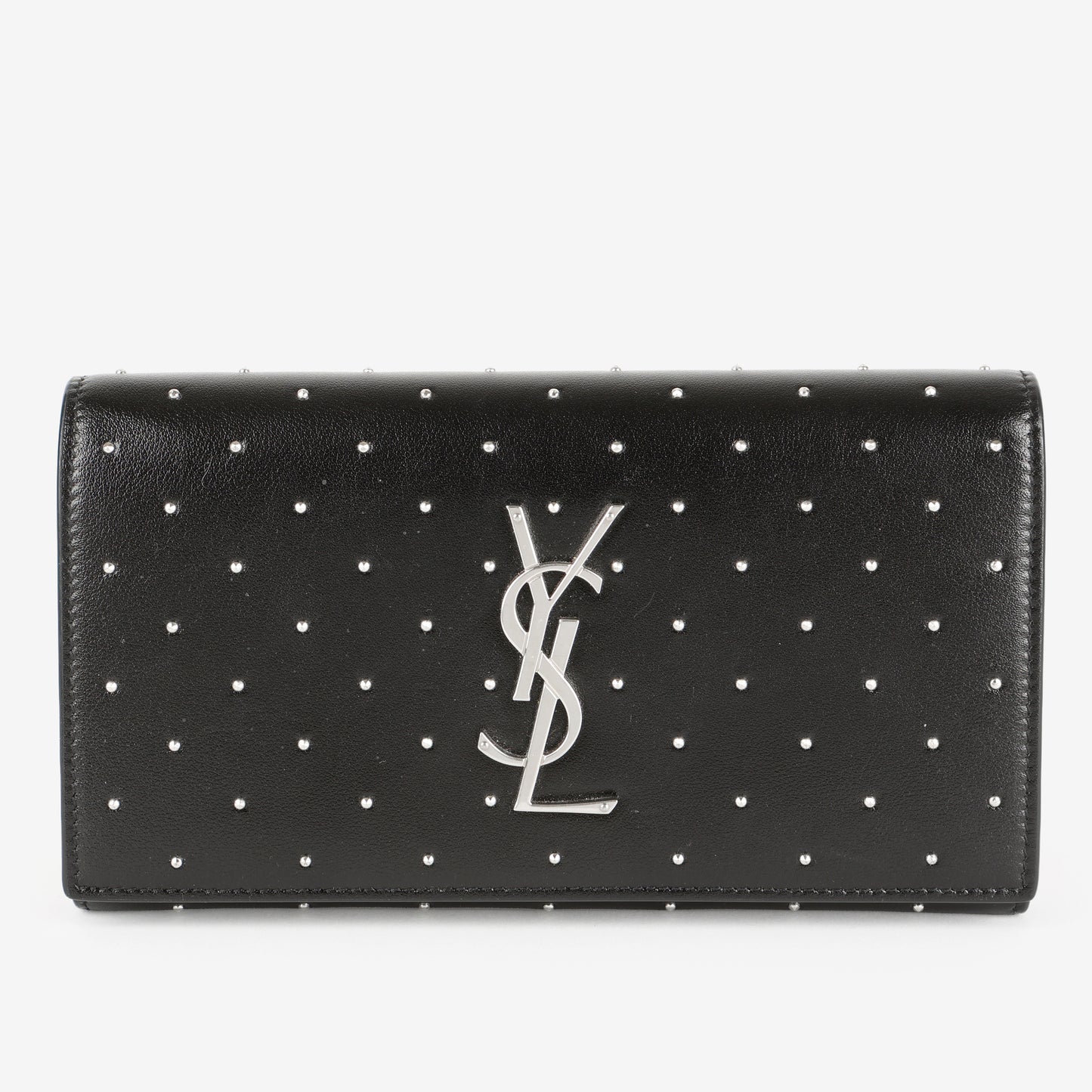 Studded Kate Flap Wallet, Black/Silver